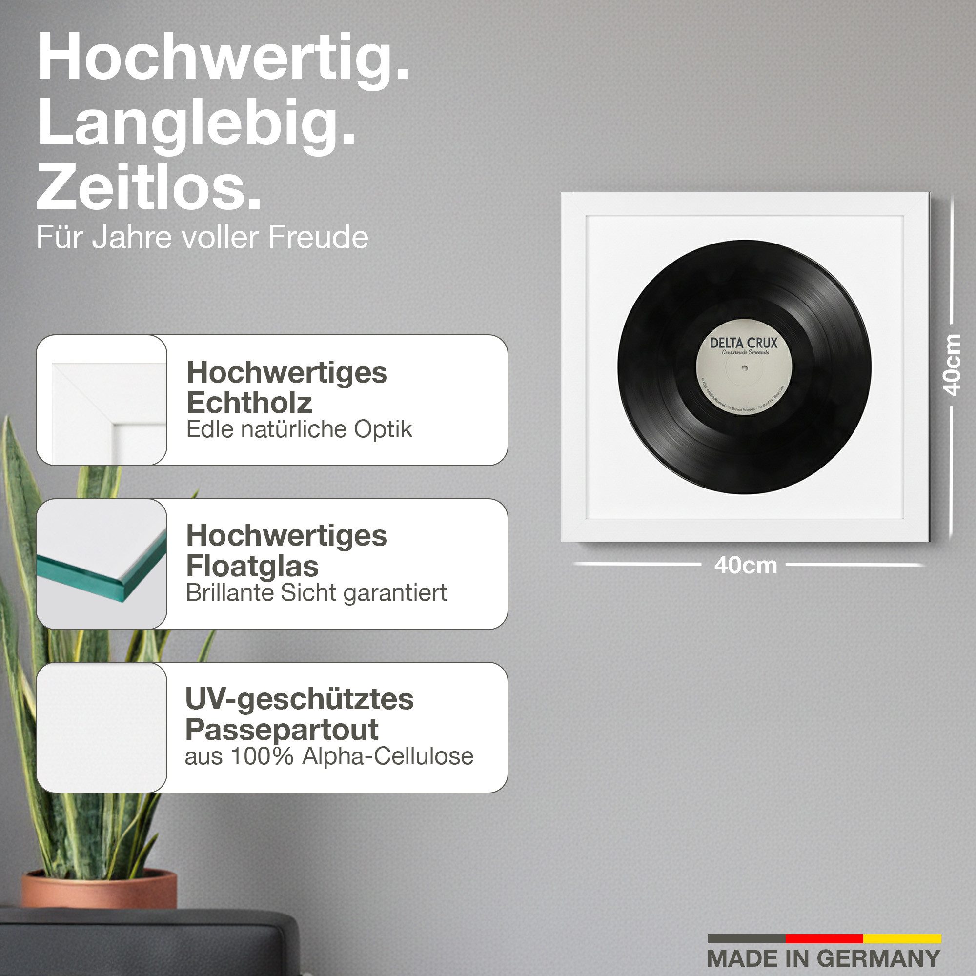 VR-Wohnideen Bilderrahmen Schallplatten Rahmen für die Vinyl, (1 St), mit Passepartout