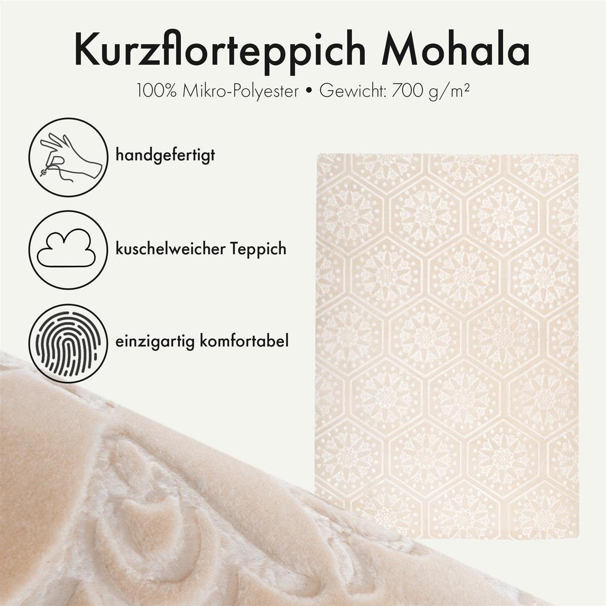 Qiyano Teppich Kurzflorteppich Mohala 100 Beige günstig online kaufen