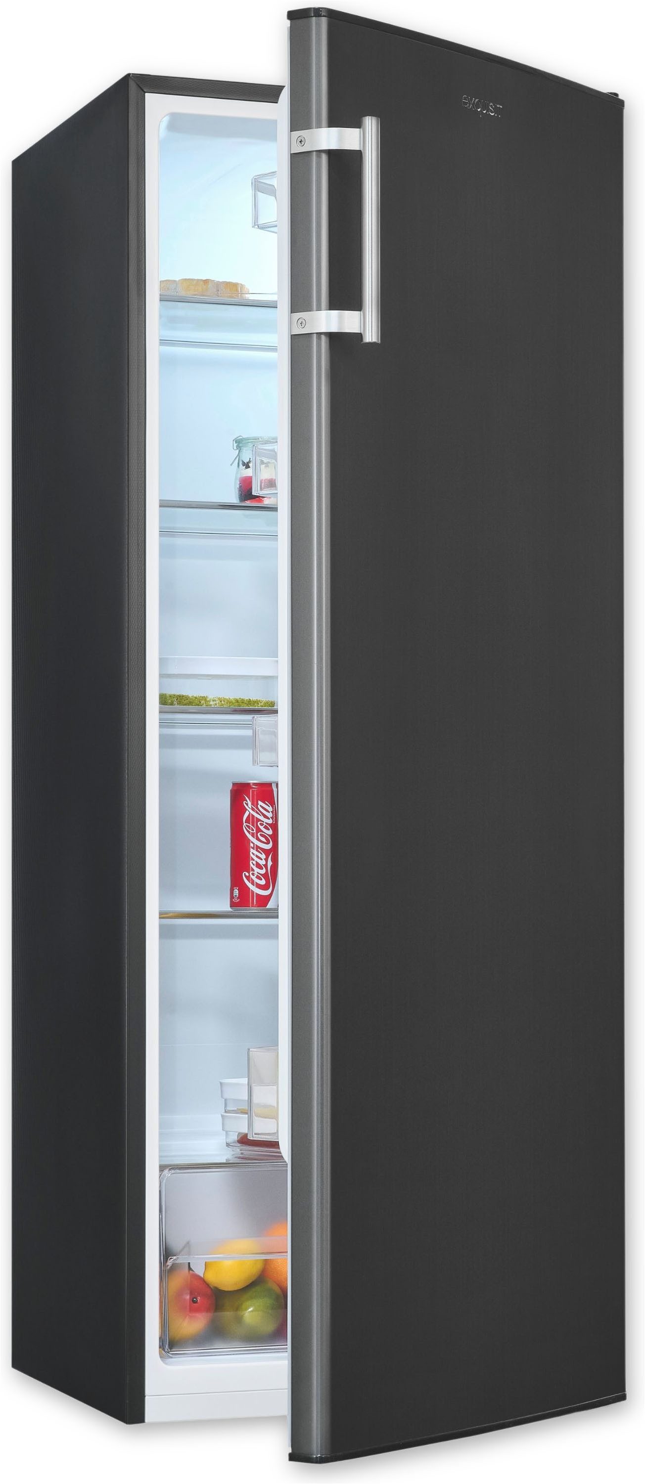exquisit Kühlschrank KS320-V-H-040E inoxlook-az, 142,6 cm hoch, 54,4 cm breit, Großzügiger Kühlraum für mehr Frische und beste Übersicht – Bild 4 von 5