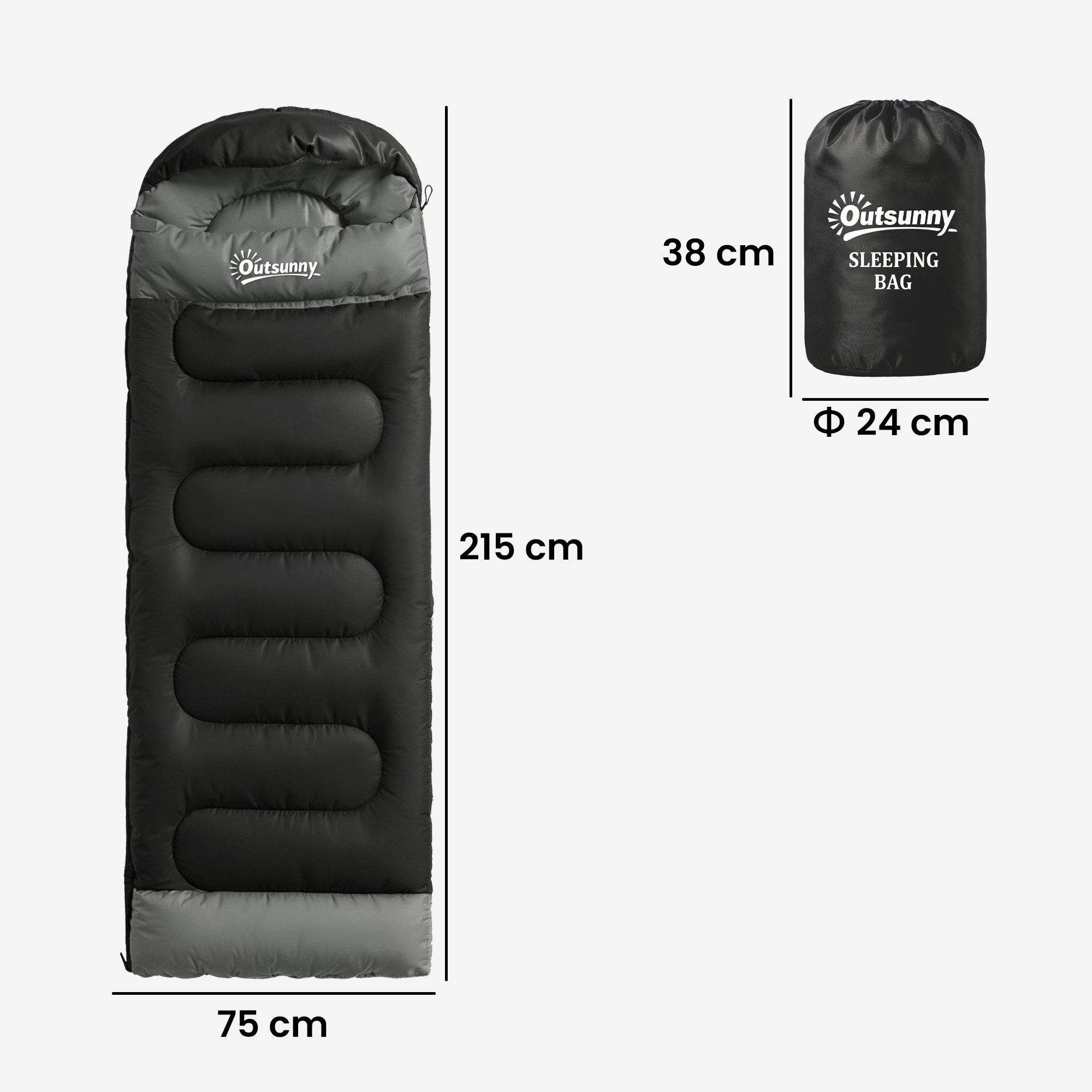Luckice Schlafsack Warmer Mumienschlafsack für Erwachsene mit Kapuze und Reißverschluss (300 g/m² Füllung, inklusive Packsack, Camping- und Outdoor-Schlafsack)