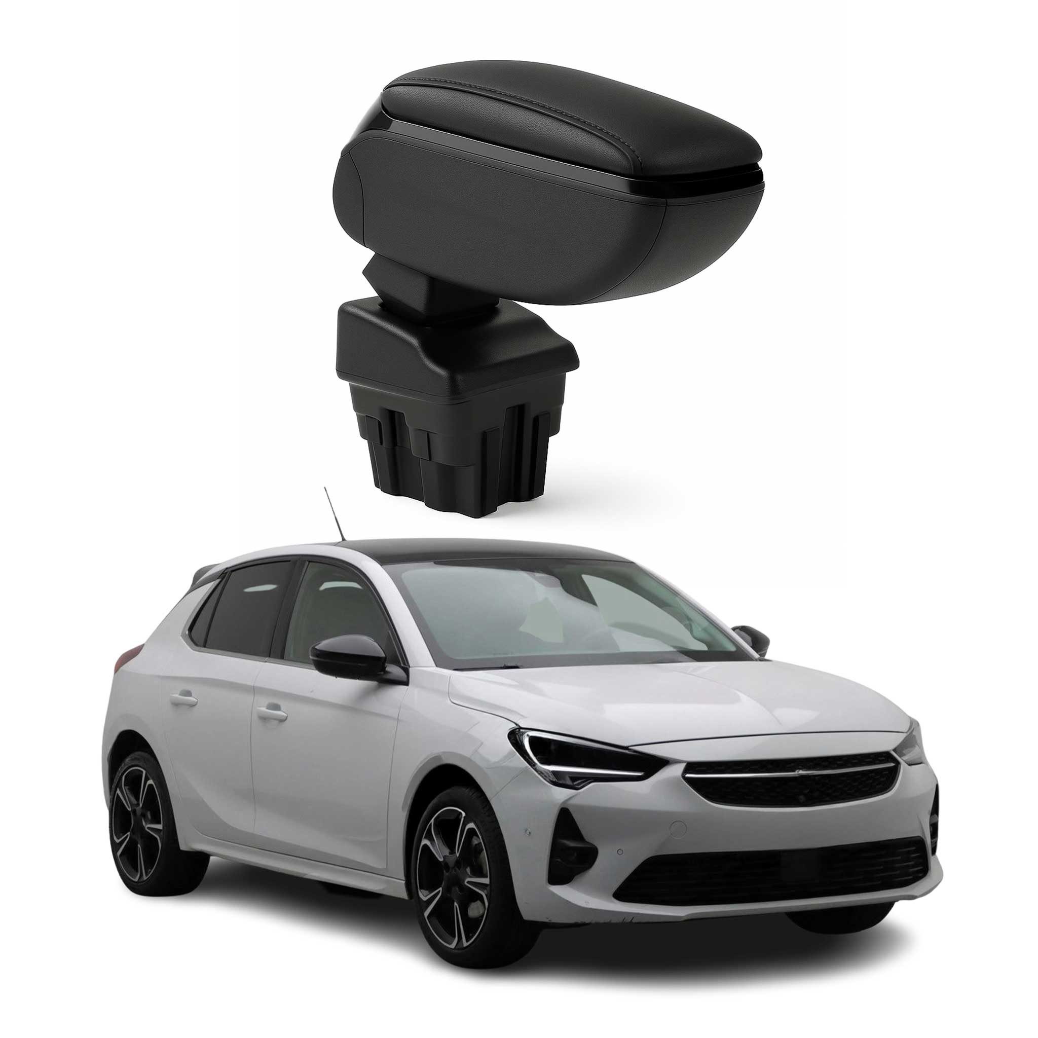 OMAC Armlehne Mittelarmlehne für Opel Corsa F 2019-2025 PU-Leder ABS Schwarz, Langlebig,Multifunktional,Einfache Installation