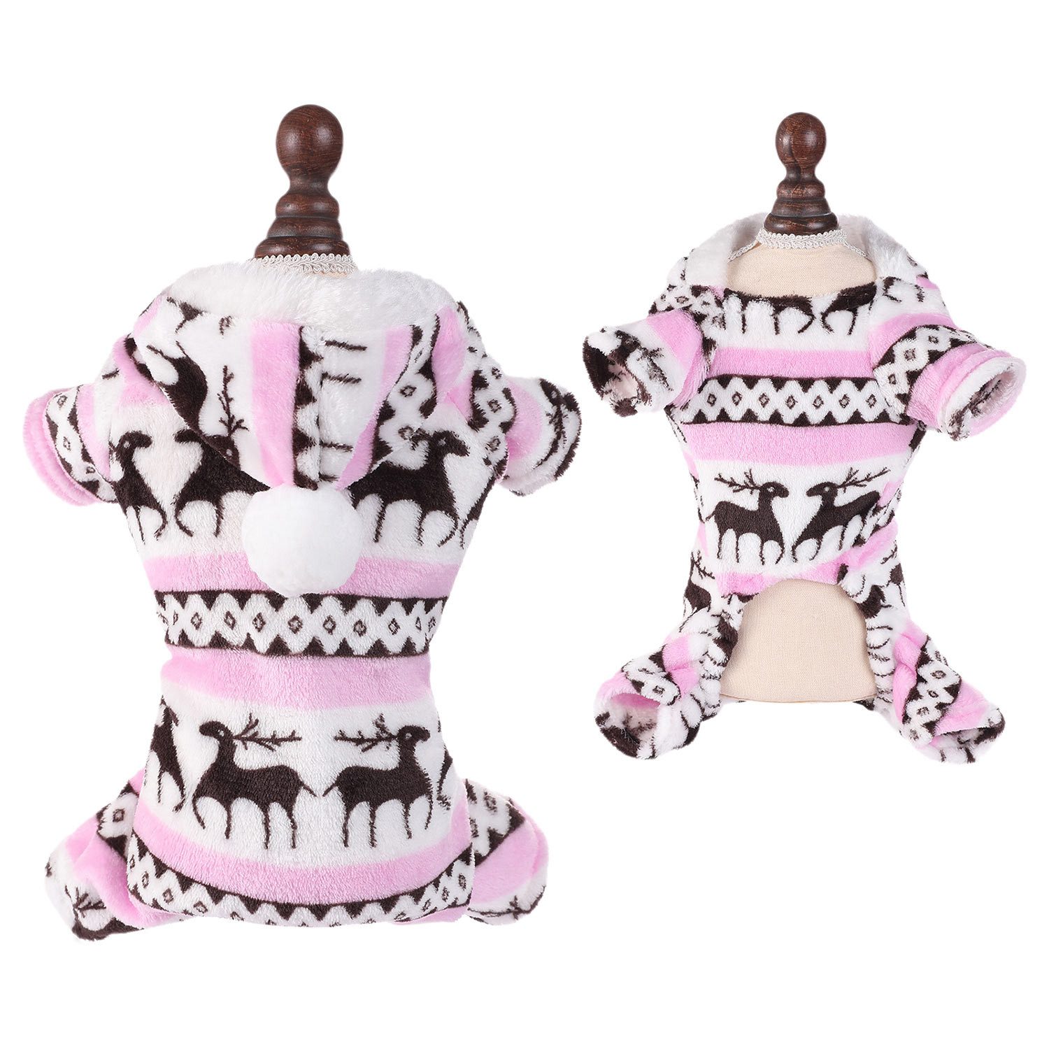 Hundekleid Hundepullover mit Kapuze,gestrickter Rollkragen-Weihnachtspullover