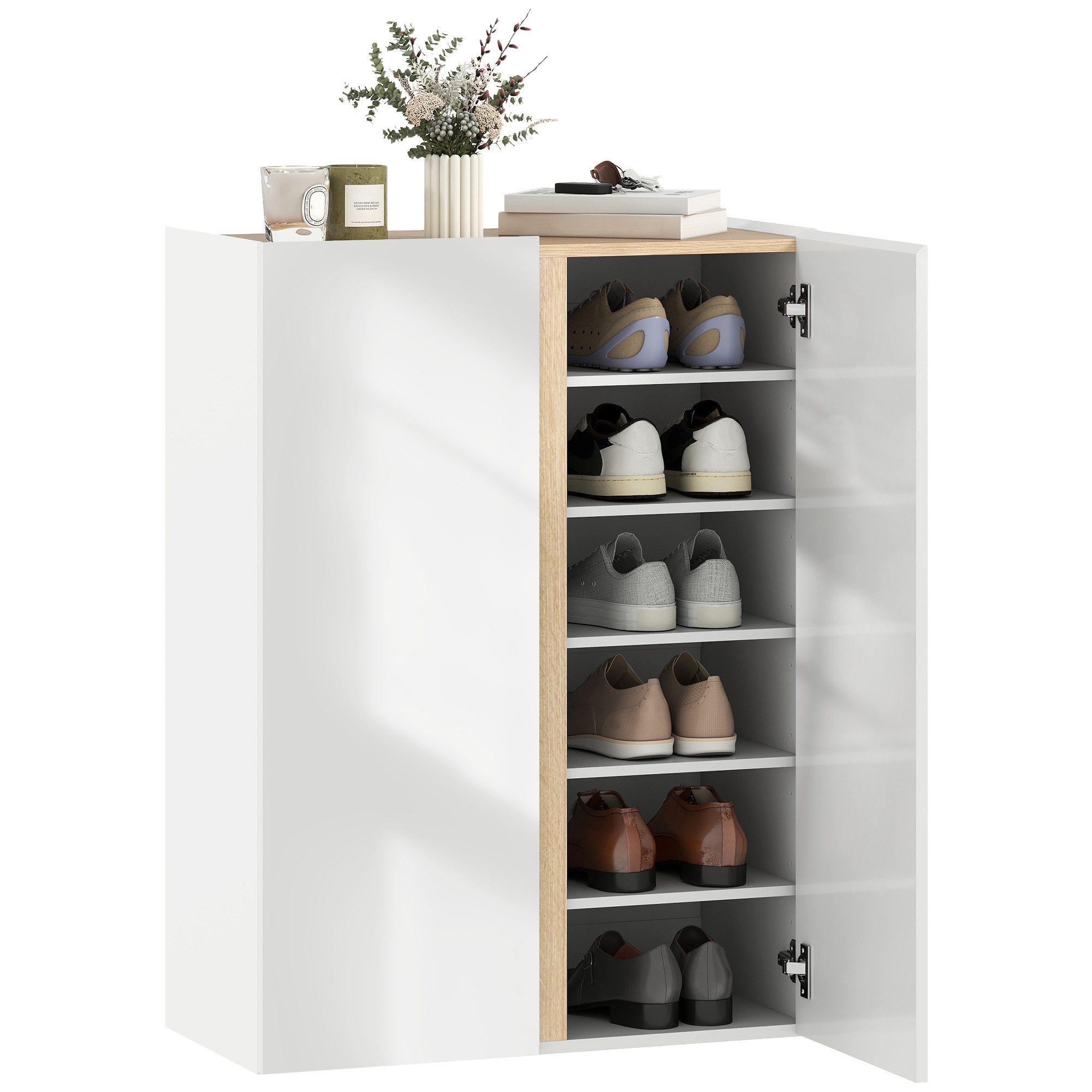 HOMCOM Schuhschrank mit 2 Hochglanz Türen günstig online kaufen