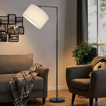 Nettlife Stehlampe Wohnzimmer Schwarz Stehleuchte Stoffschirm Bogenlampe E27 Leselampe, mit Fußschalter, LED wechselbar, Schlafzimmer Büro Esszimmer, 180° Verstellbarer Lampenkopf