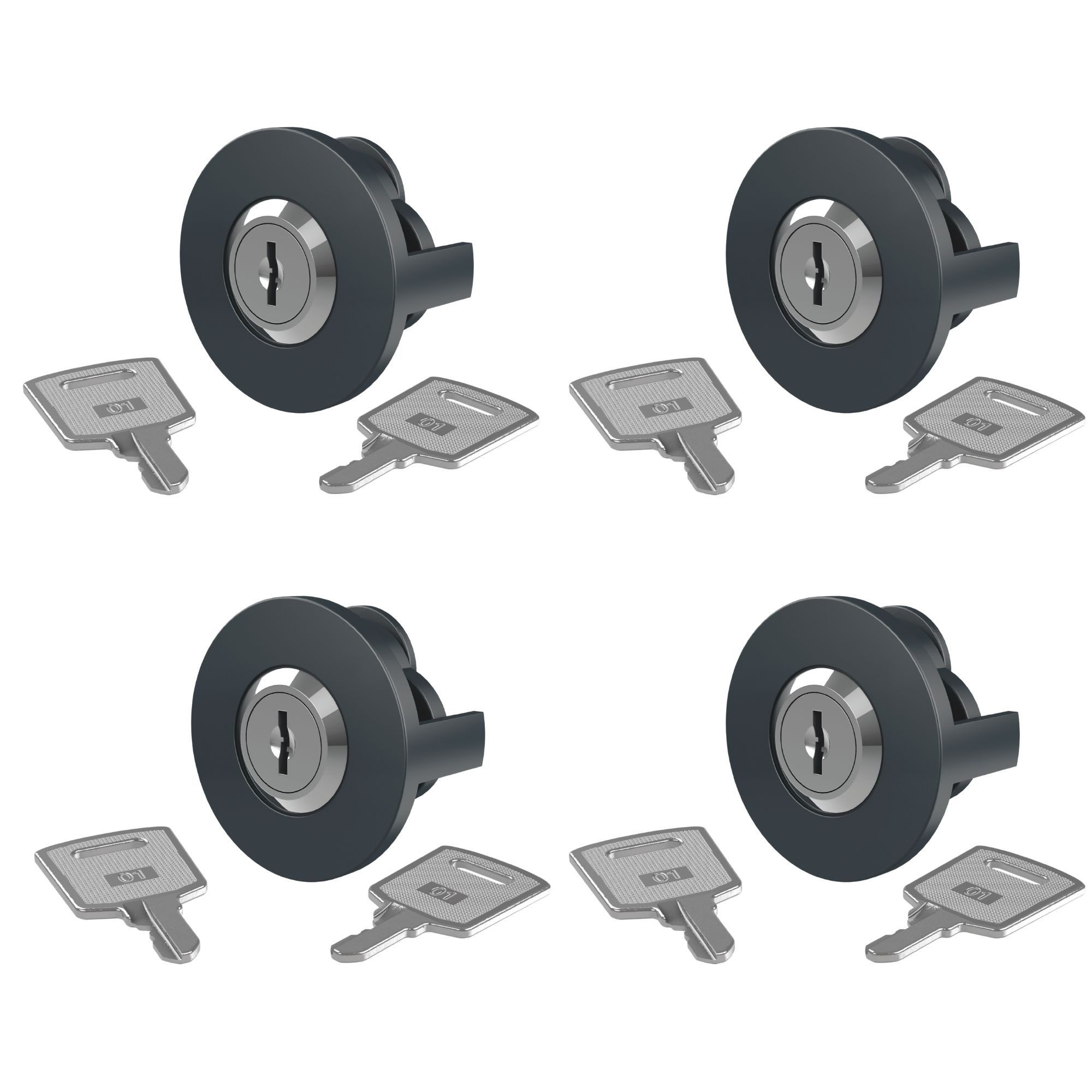 BASI Steckdose Steckdosenschloss, Kindersicherung, Spar-Set, 4-St., Gleichsperrend, 2 Schlüssel pro Schloss, Schuko Steckdosen, 4er Set