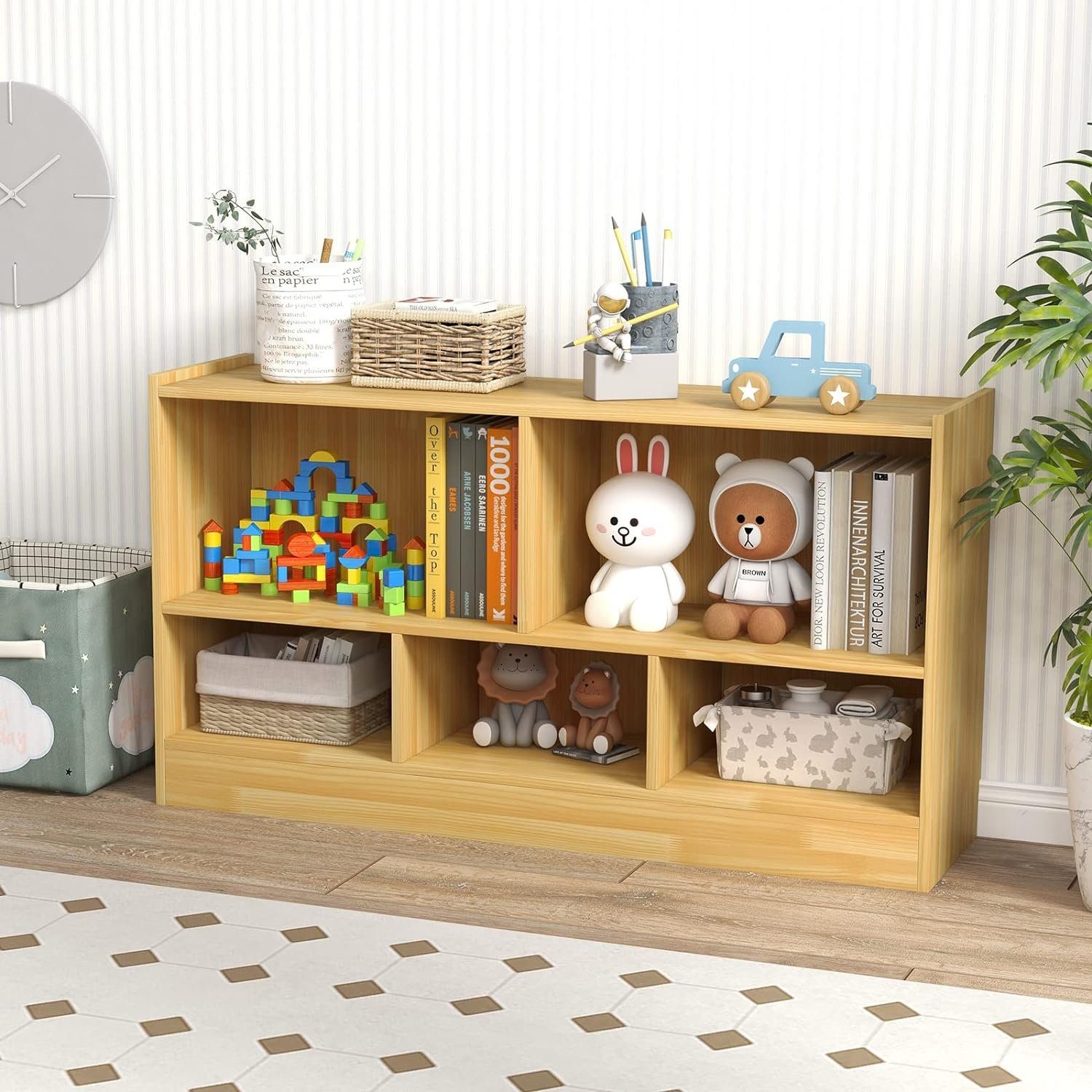 KOMFOTTEU Kinderregal Bücherregal, mit 5 Fächern, günstig online kaufen