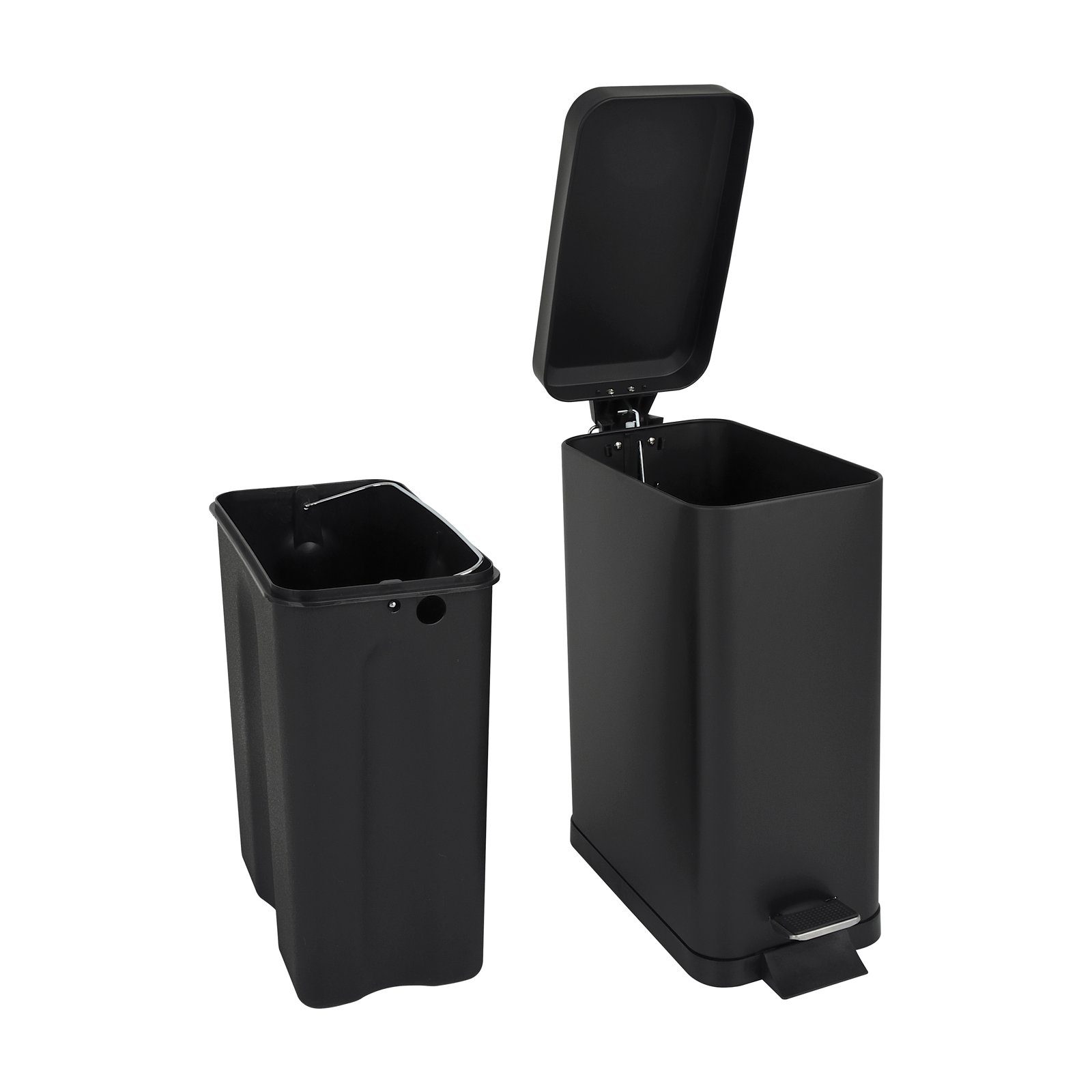 SVITA Mülleimer STM10, Treteimer, Softclose-Funktion, 18L, Pulverbeschichteter Stahl, Schwarz