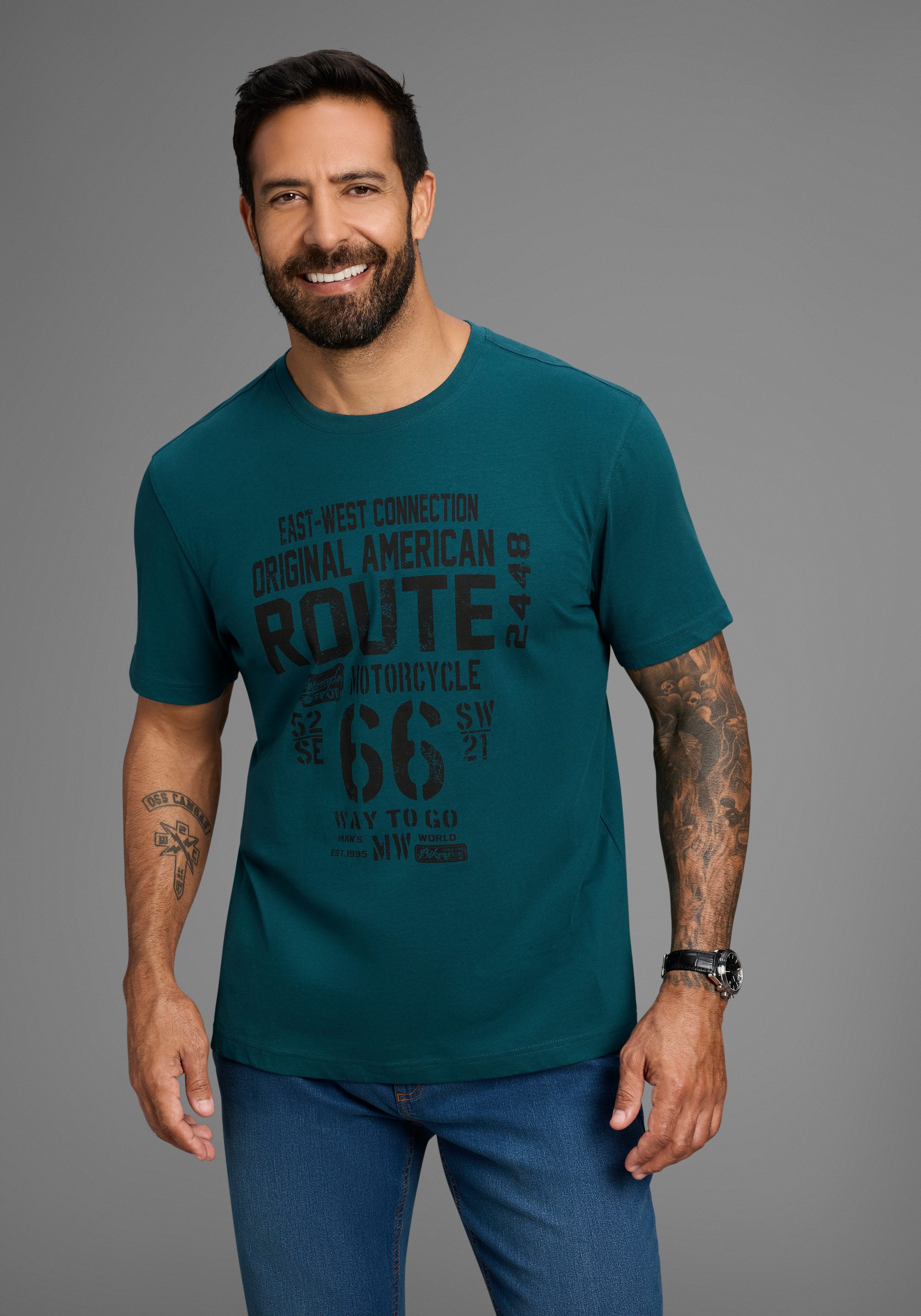 Man's World Rundhalsshirt kurzärmelig, lässige Passform, günstig online kaufen
