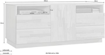 Home affaire Lowboard, Breite 140 cm, teimassiv, FSC®-zertifiziert