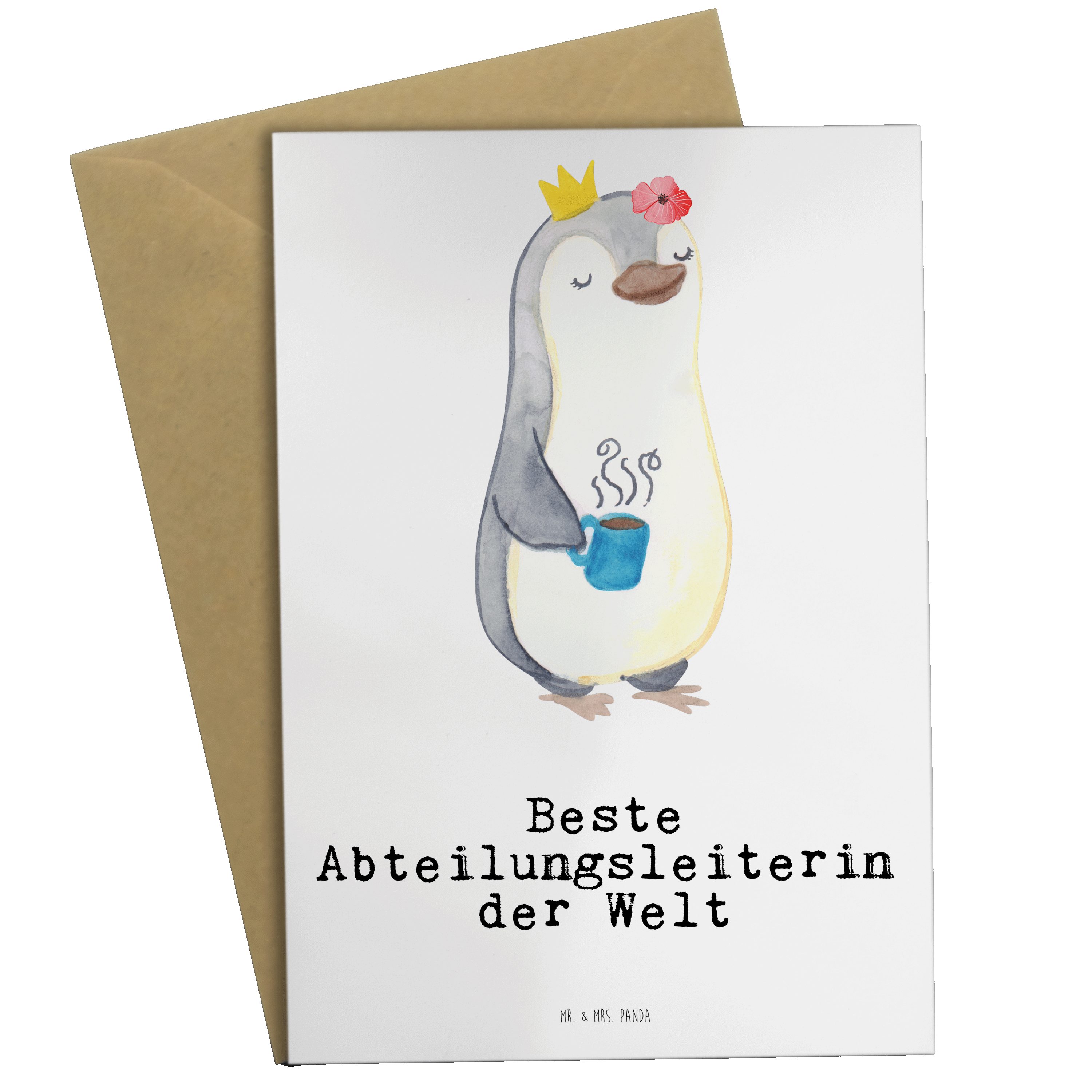 Mr. & Mrs. Panda Grußkarte Pinguin Beste Abteilungsleiterin der Welt - Weiß - Geschenk, Karte, K | Grußkarten