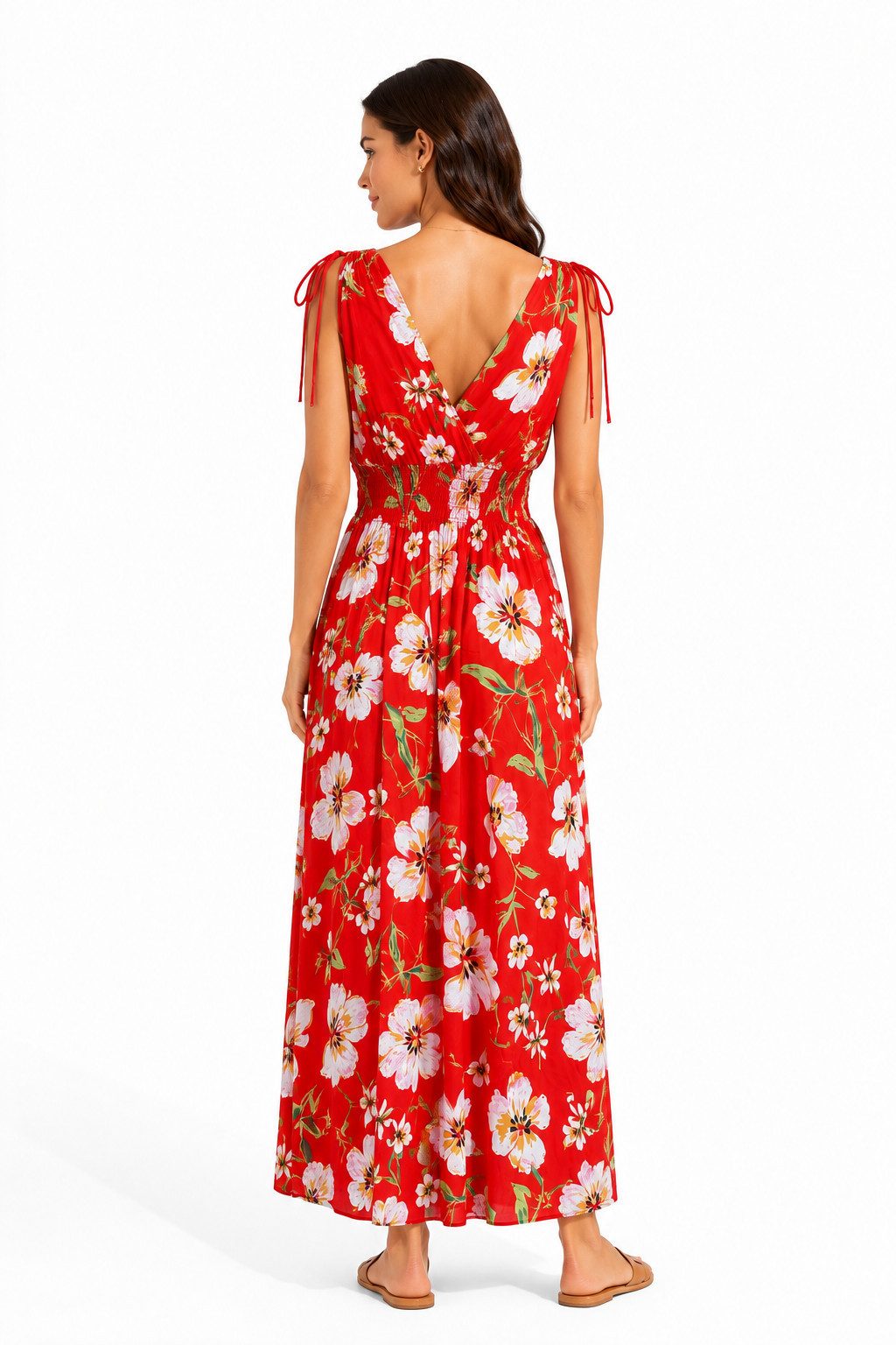ITALY VIBES Sommerkleid - sommerliches Maxikleid mit Floralem Print und V-Ausschnitt für Damen – Bild 3 von 5