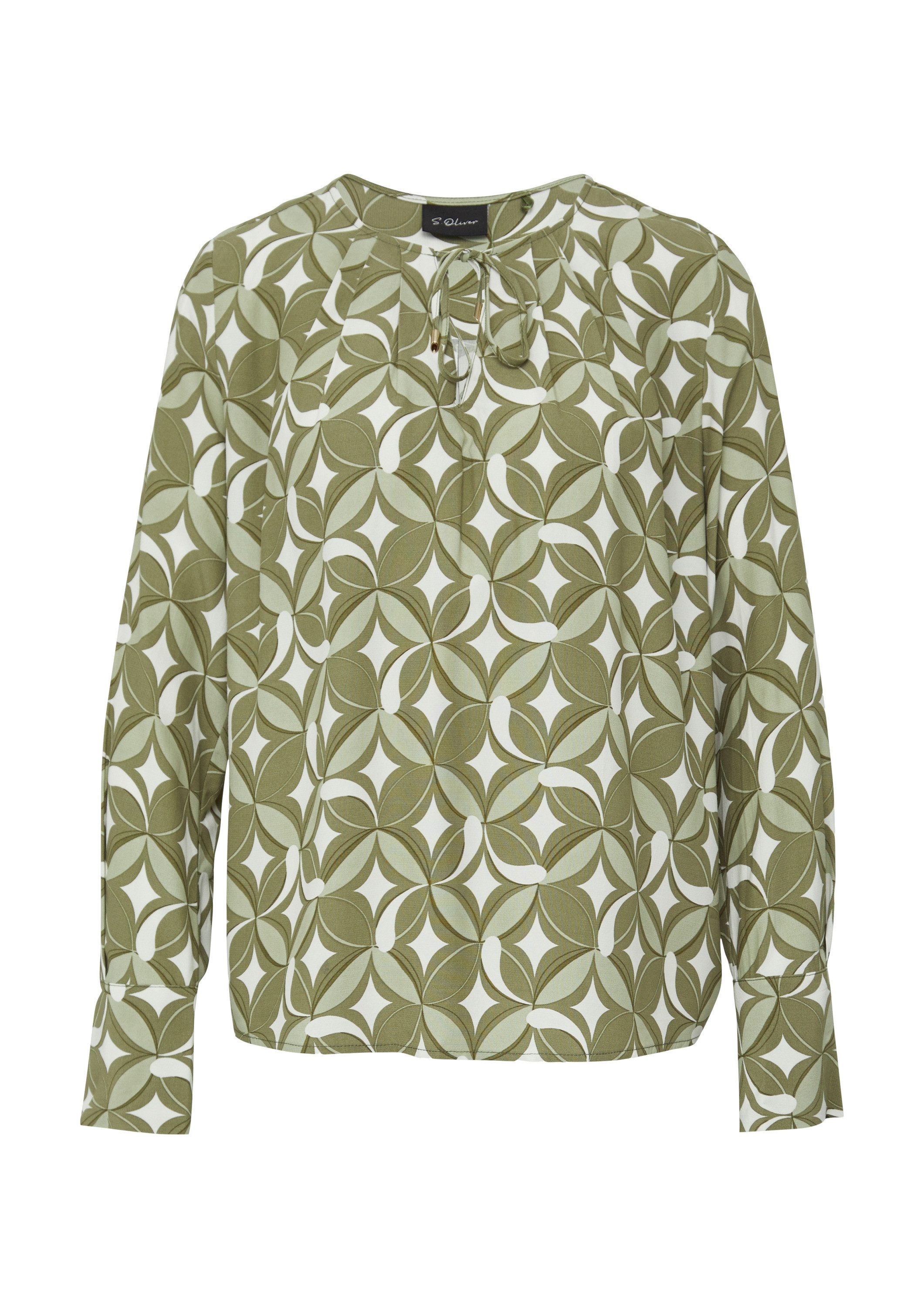 s.Oliver Langarmbluse Bluse Tunikabluse aus Viskose mit Faltendetails