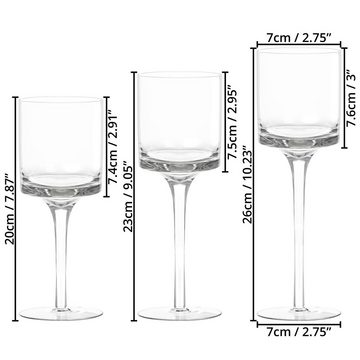 Belle Vous Dekoobjekt 3er Set Glas Teelichthalter Transparent, 3er Pack Teelichthalter Glas Transparente