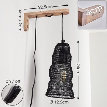 hofstein Wandleuchte »Dolcetti« moderne Wandlampe aus Holz und Metall in Schwarz/Braun, ohne Leuchtmittel, Leuchte mit Lichteffekt und Schalter am Kabel, 1xE27