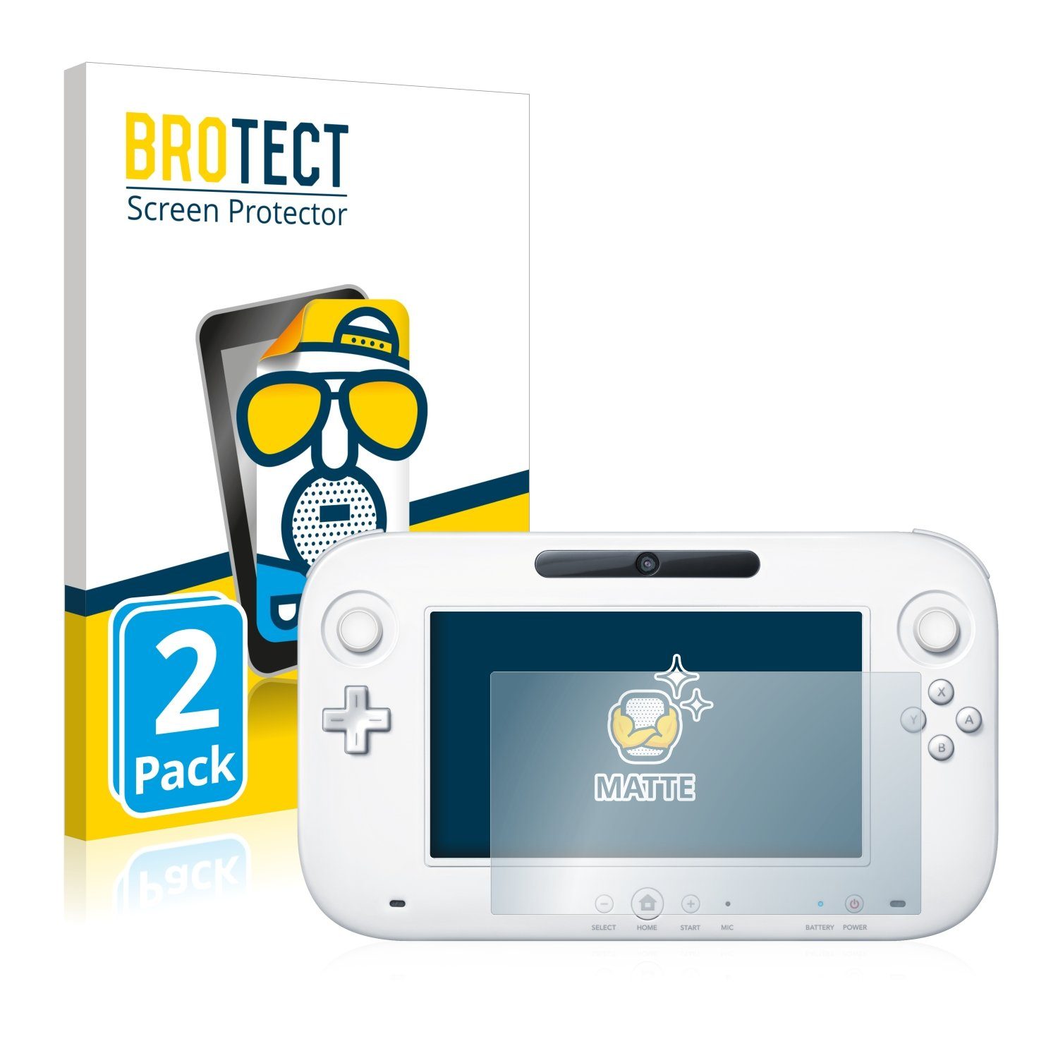 BROTECT Schutzfolie für Nintendo Wii U GamePad (Controller), Displayschutzfolie, 2 Stück, Folie matt entspiegelt