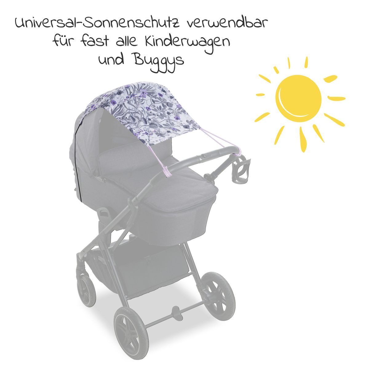 Hauck Kinderwagen-Sonnenschutzhülle Floral Grey, Sonnensegel Kinderwagen günstig online kaufen