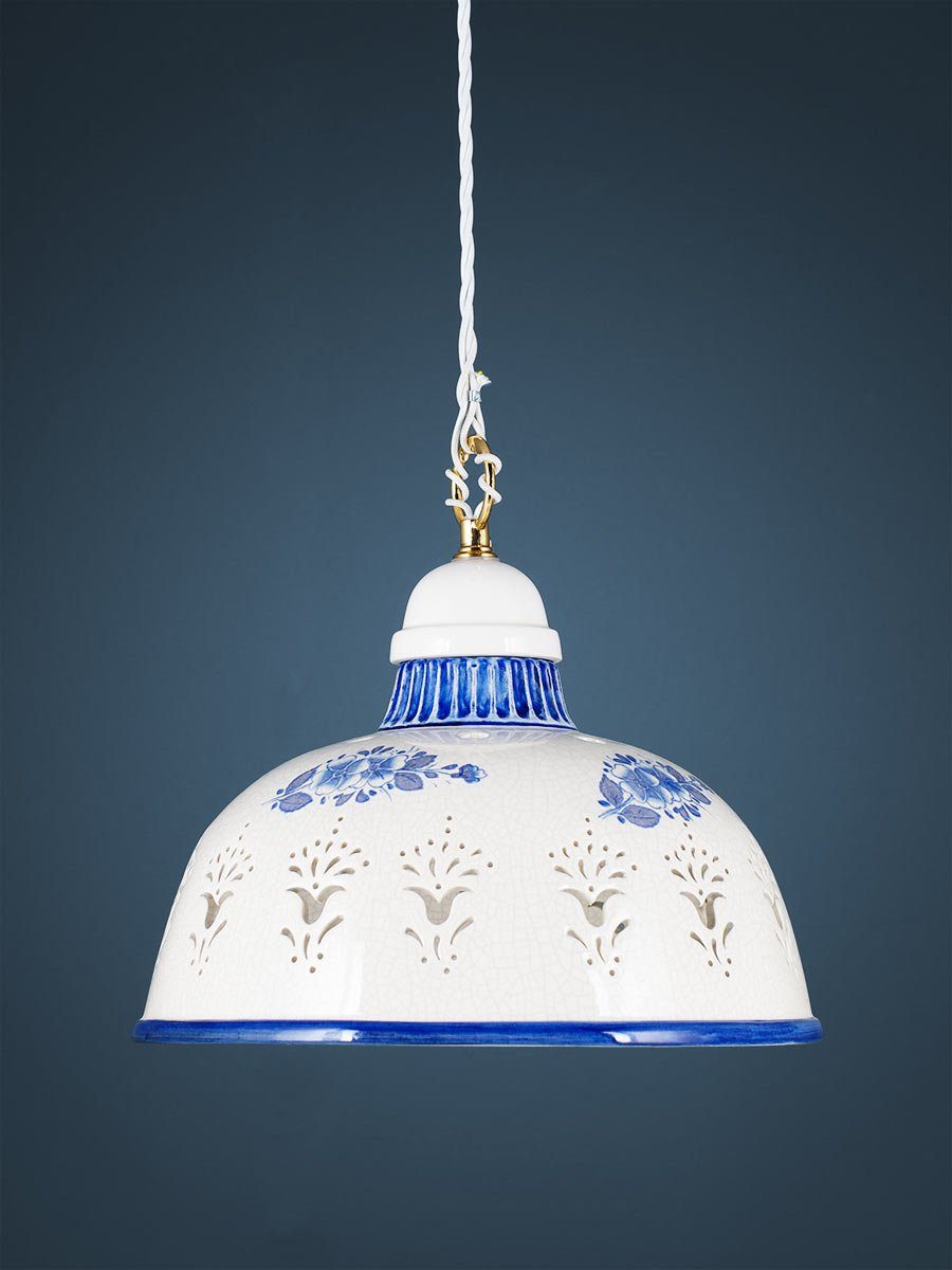 Helios Leuchten Pendelleuchte Küchenlampe Keramik, Keramiklampe, Deckenlampe, Hängelampe, für Küche Esstisch Landhaus, handgefertigt handbemalt