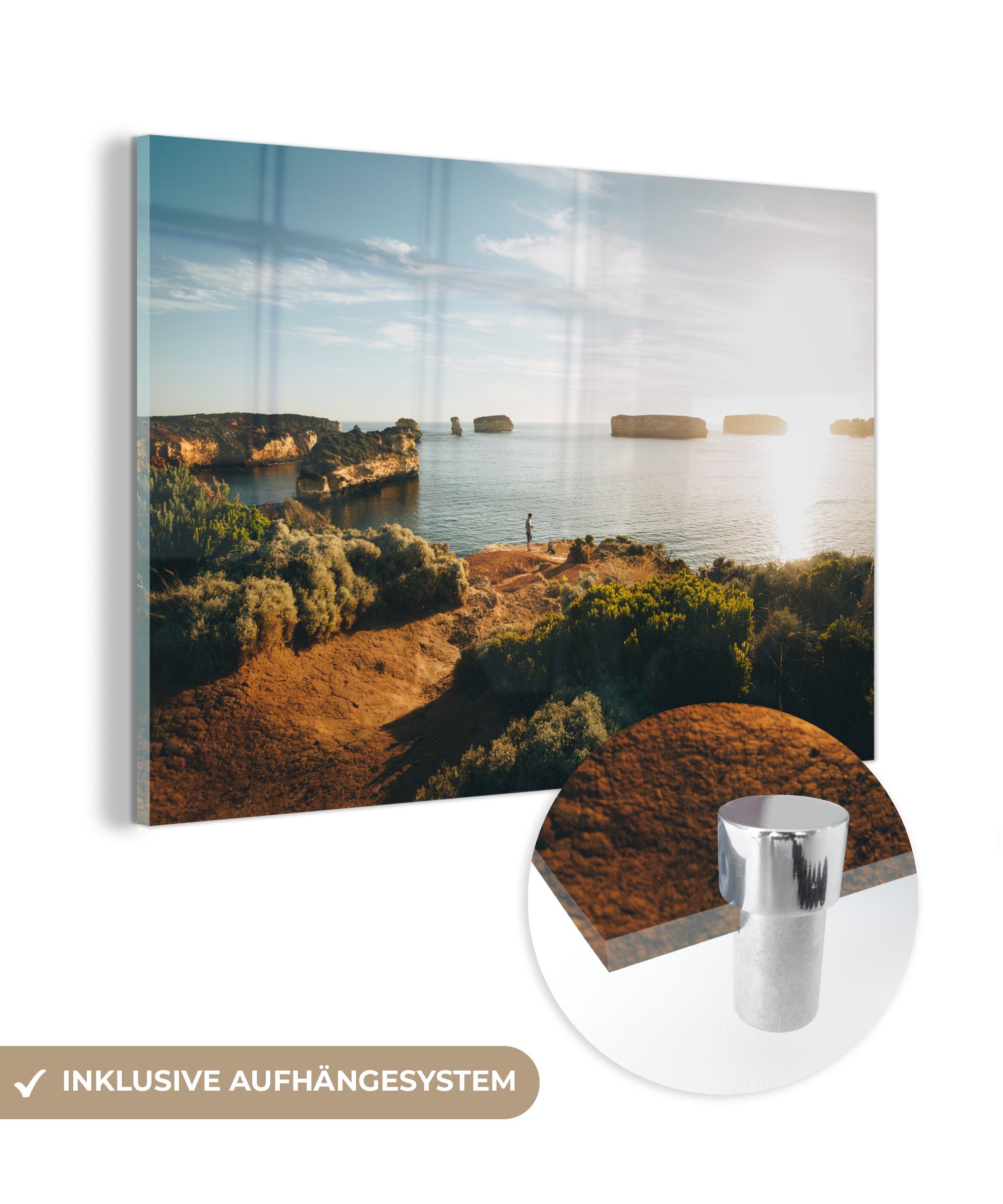 MuchoWow Acrylglasbild Helles Sonnenlicht an der Bay of Islands in Neuseeland, (1 St), Acrylglasbilder Wohnzimmer & Schlafzimmer