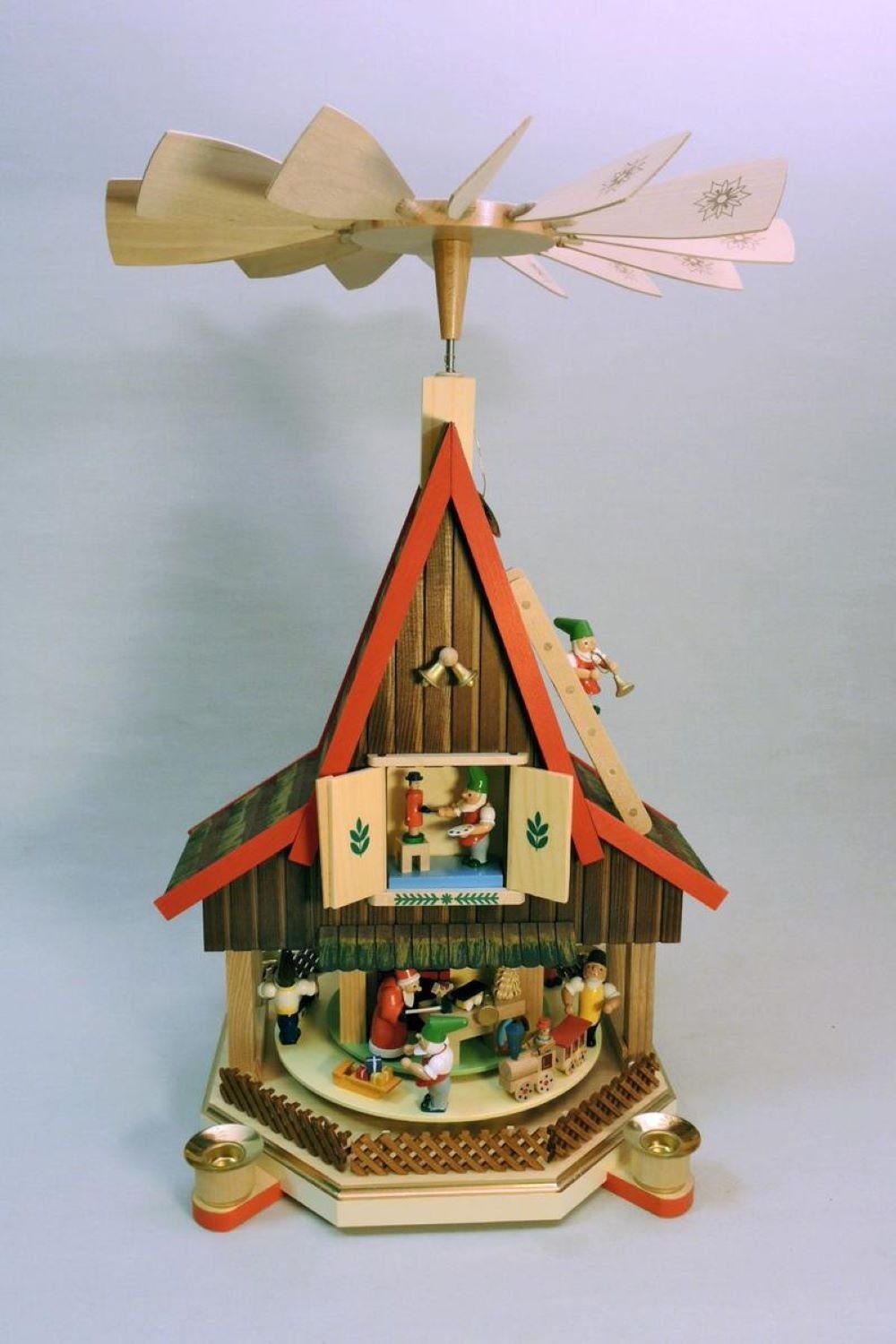 Richard Glaesser Weihnachtspyramide Adventshaus mit Zwergen, Höhe ca. 53cm, Handwerkskunst original Erzgebirge | Weihnachtspyramiden