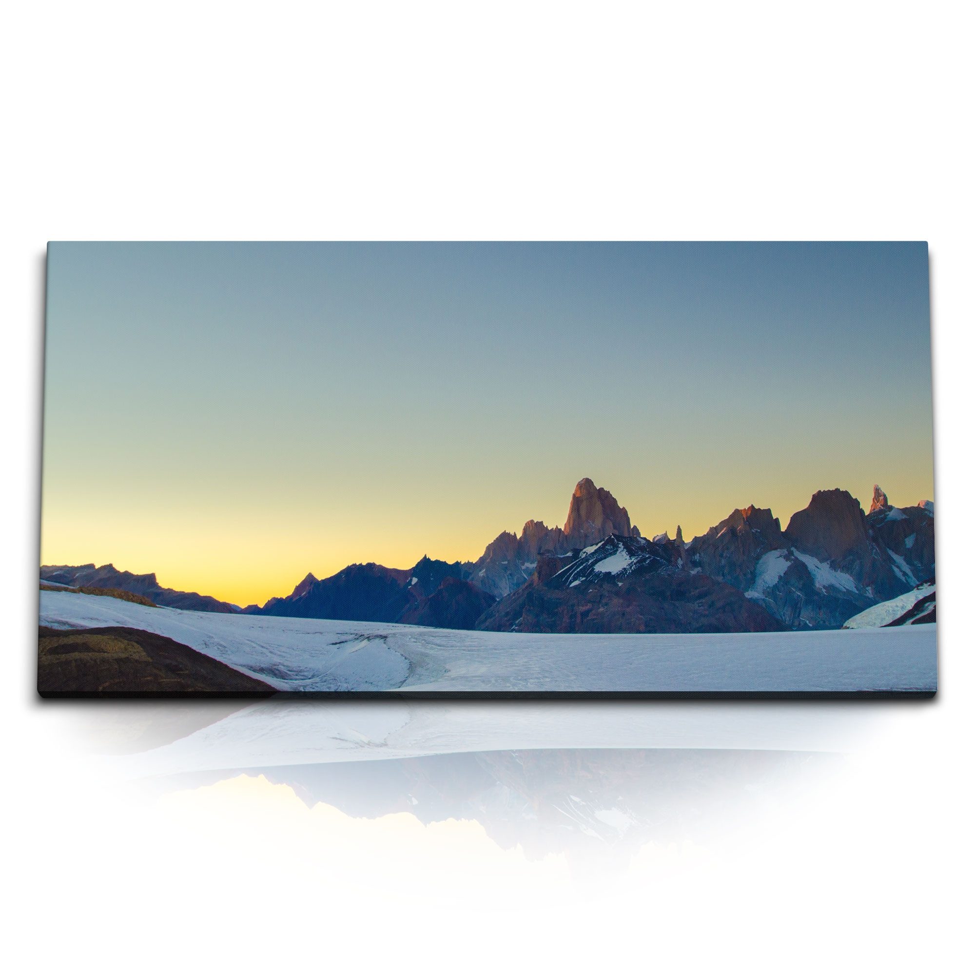Leinwandbild Kunstdruck Bilder 120x60cm Abendrot Berglandschaft Schnee Berge Natur