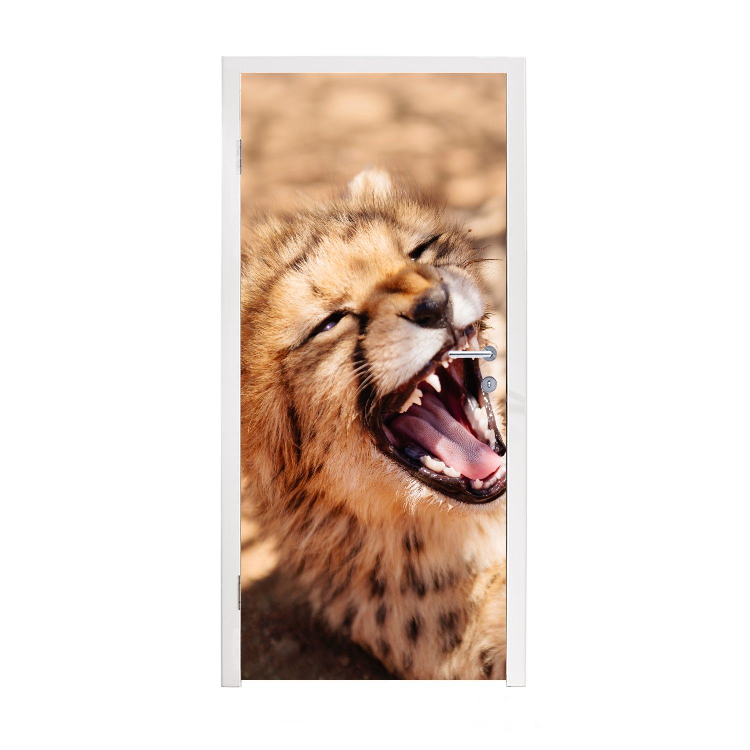 MuchoWow Türtapete Gepard - Tier - Nahaufnahme, Matt, bedruckt, (1 St), Fototapete für Tür, Türaufkleber, 75x205 cm