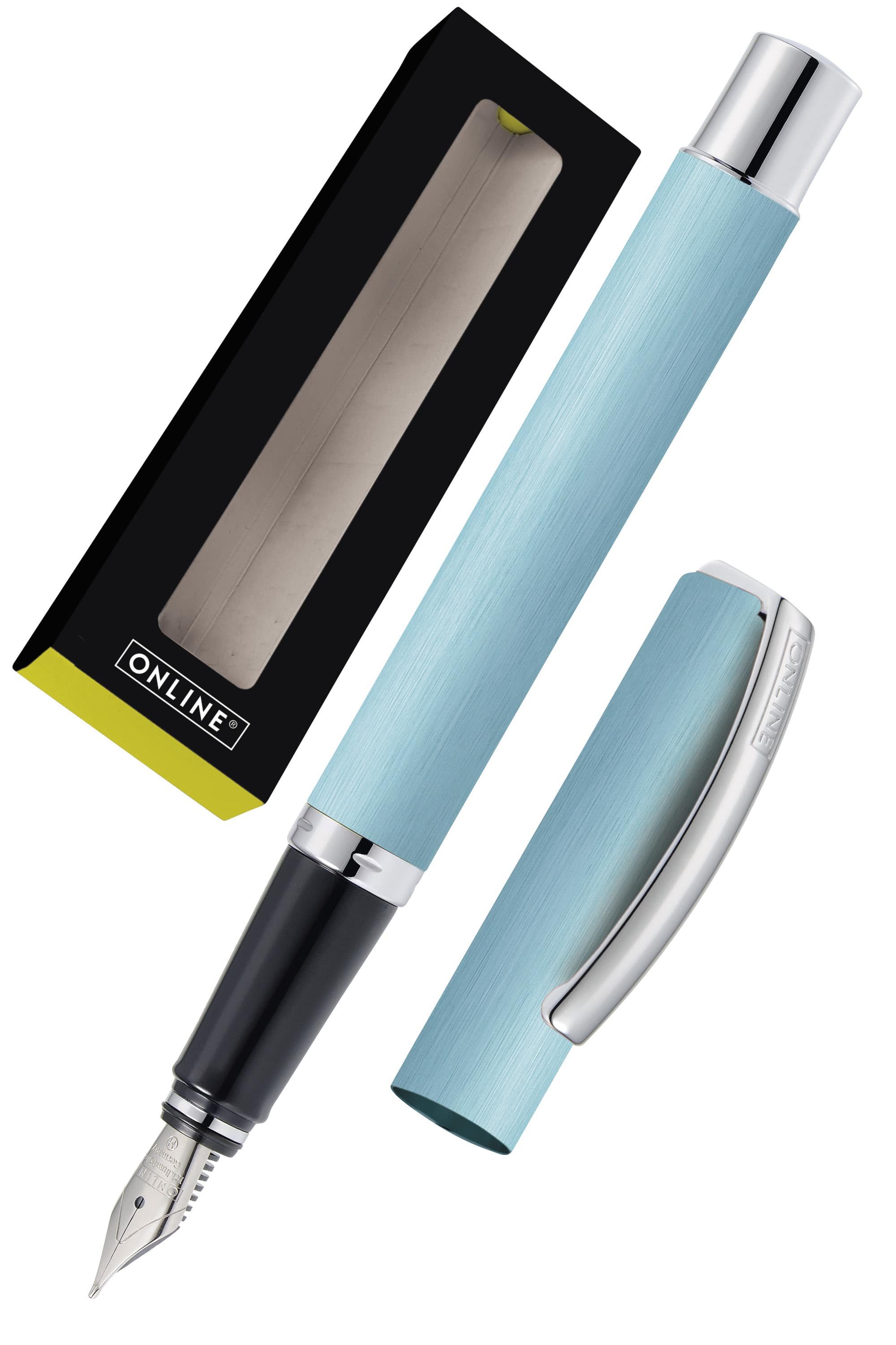Online Pen Füller Vision Füllhalter, (aus mattiertem Aluminium, hochwertiger Füllfederhalter mit Iridium-Feder), in Geschenkbox