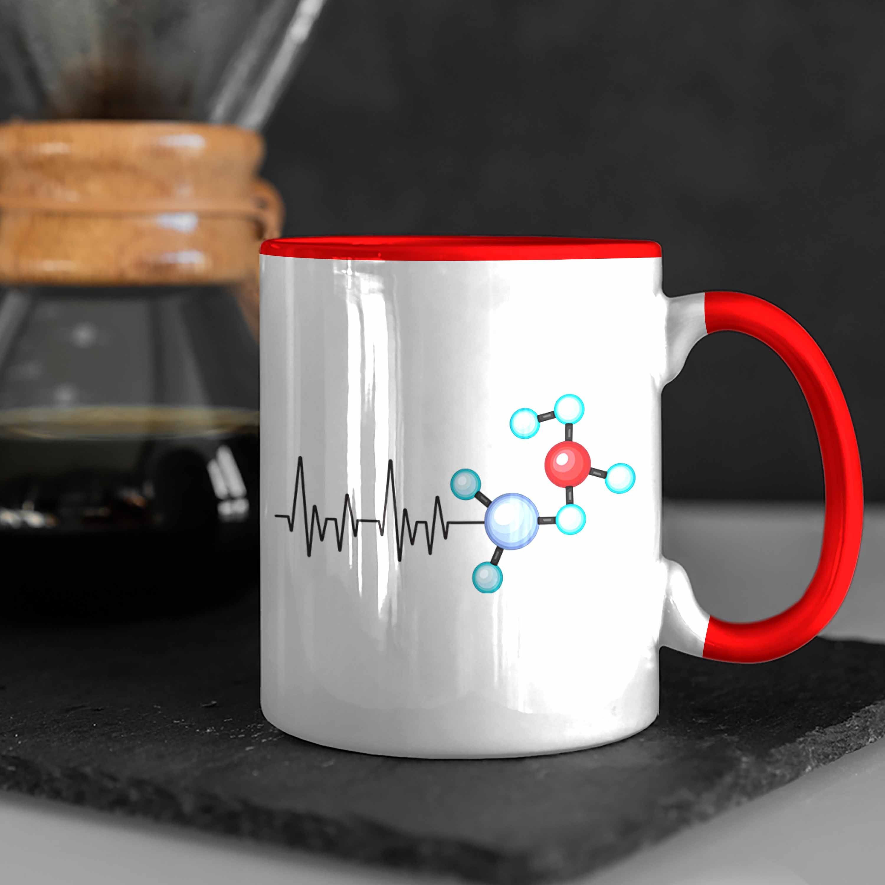 Atom für Tasse Trendation Physik Physiker Herzschlag Trendation Lehrer Geschenk Tasse - Rot