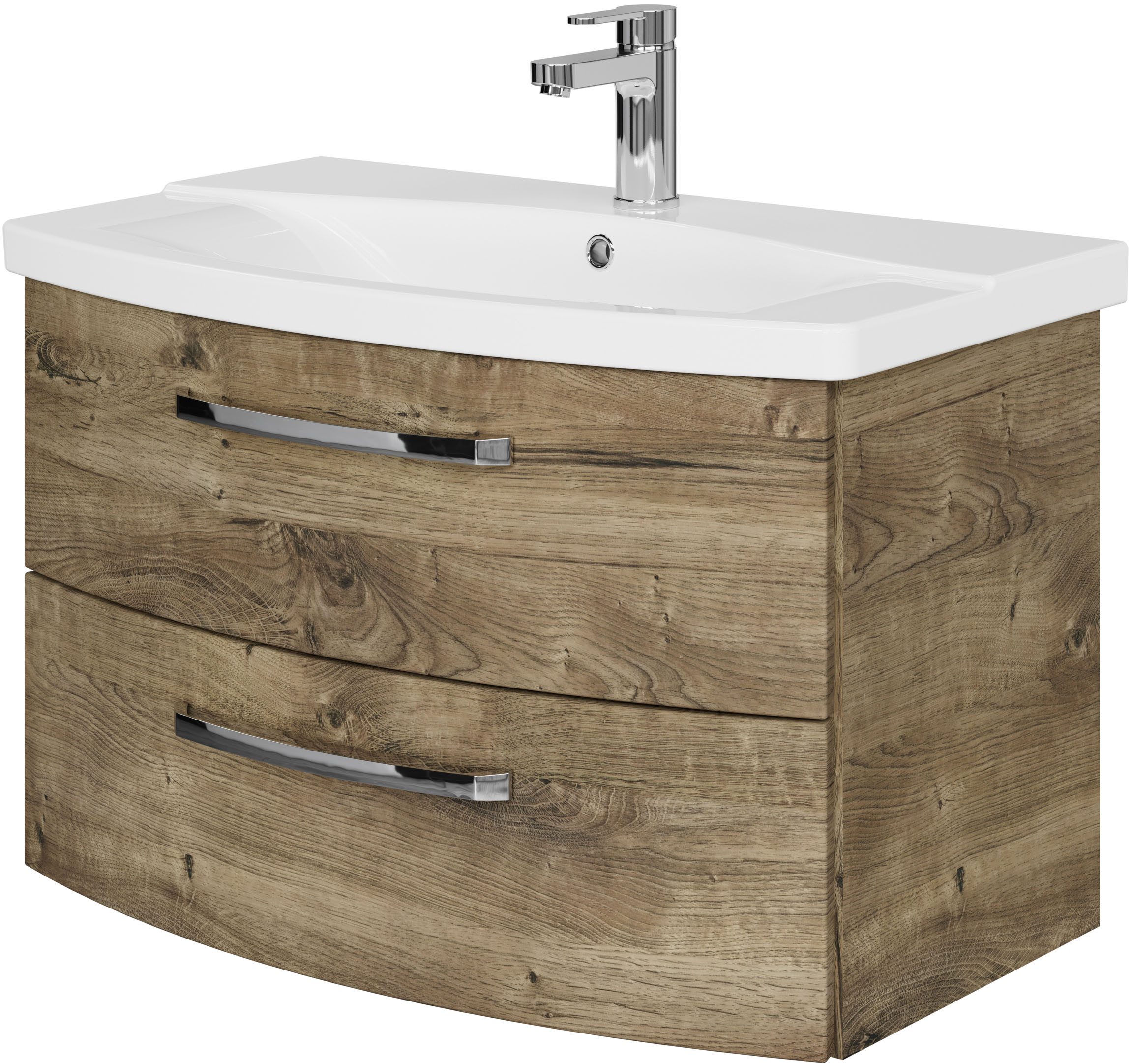 Saphir Waschtisch Serie 4010 Keramik-Waschtisch mit Unterschrank, 84 cm breit, Waschplatz mit 2 Schubladen, Badmöbel-Set mit Waschtisch