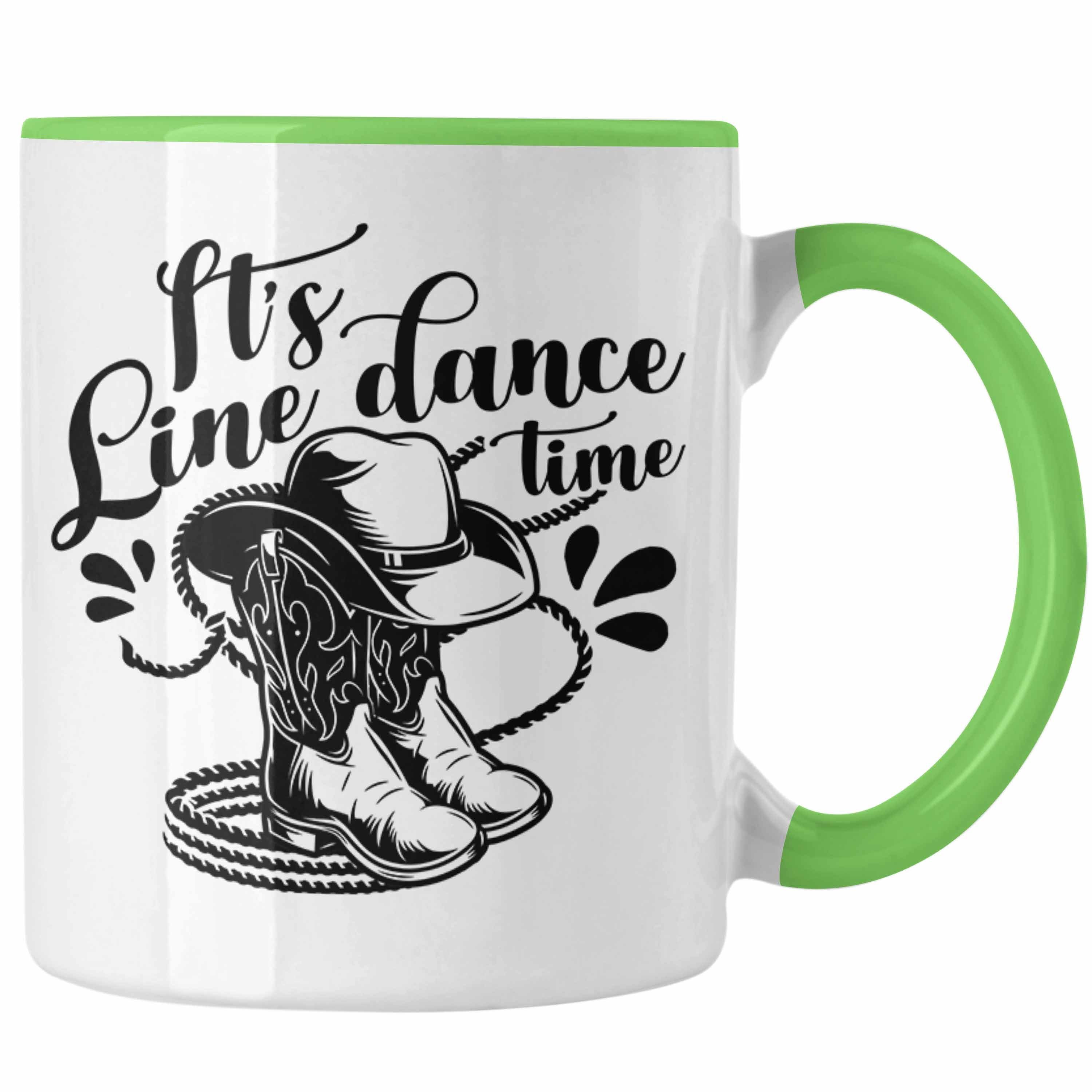 Trendation Tasse Lustige Tasse "It's Line Dance Time" Geschenk Line Dance Fans Grün | Teetassen