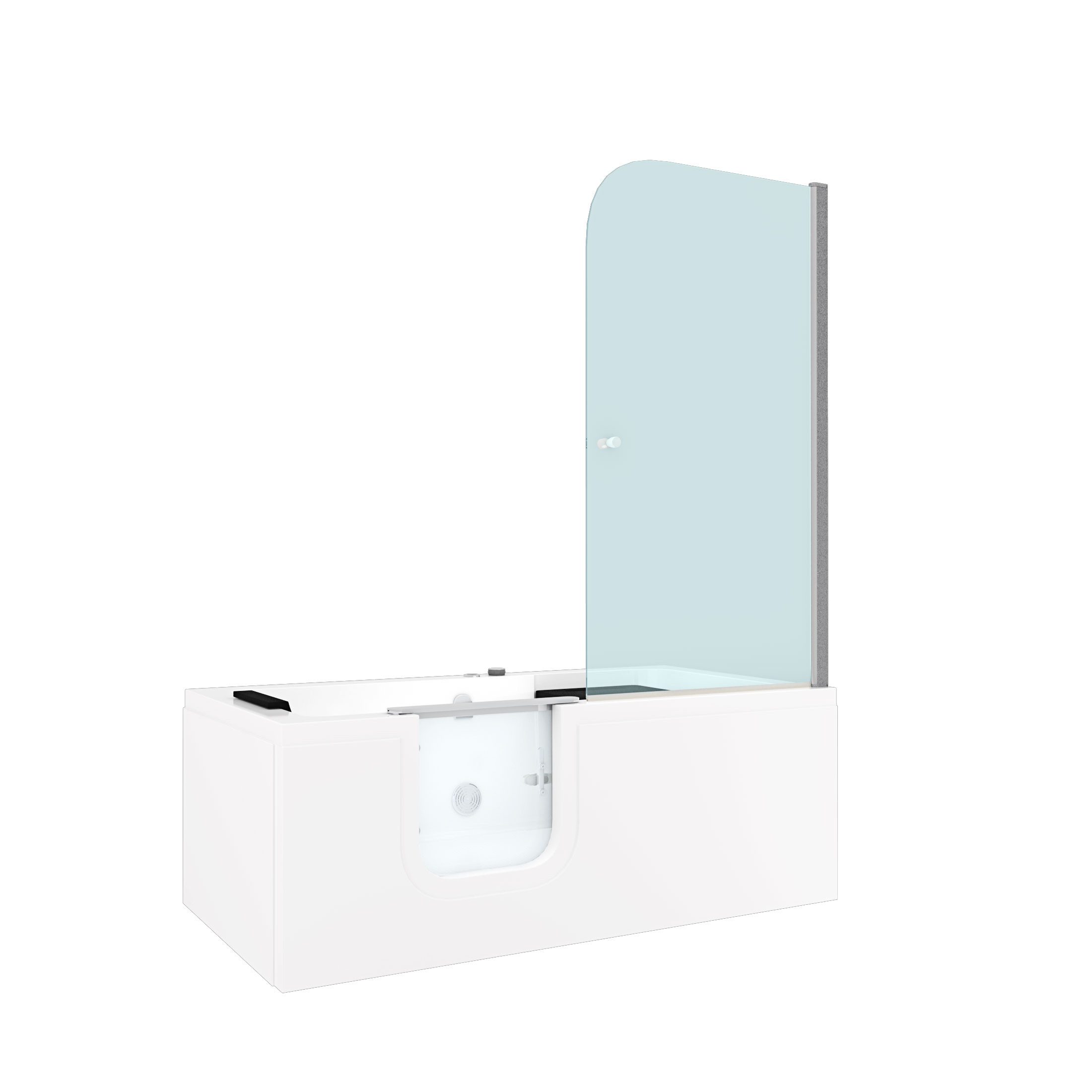 AcquaVapore Komplettdusche Duschkabine Whirlpool Seniorenwanne mit Tür S15D-WP-L-ALL 160x85 cm, Sicherheitsglas ESG, inklusive Duschwanne, Integrierte Massagedüsen, Whirlpool Jets