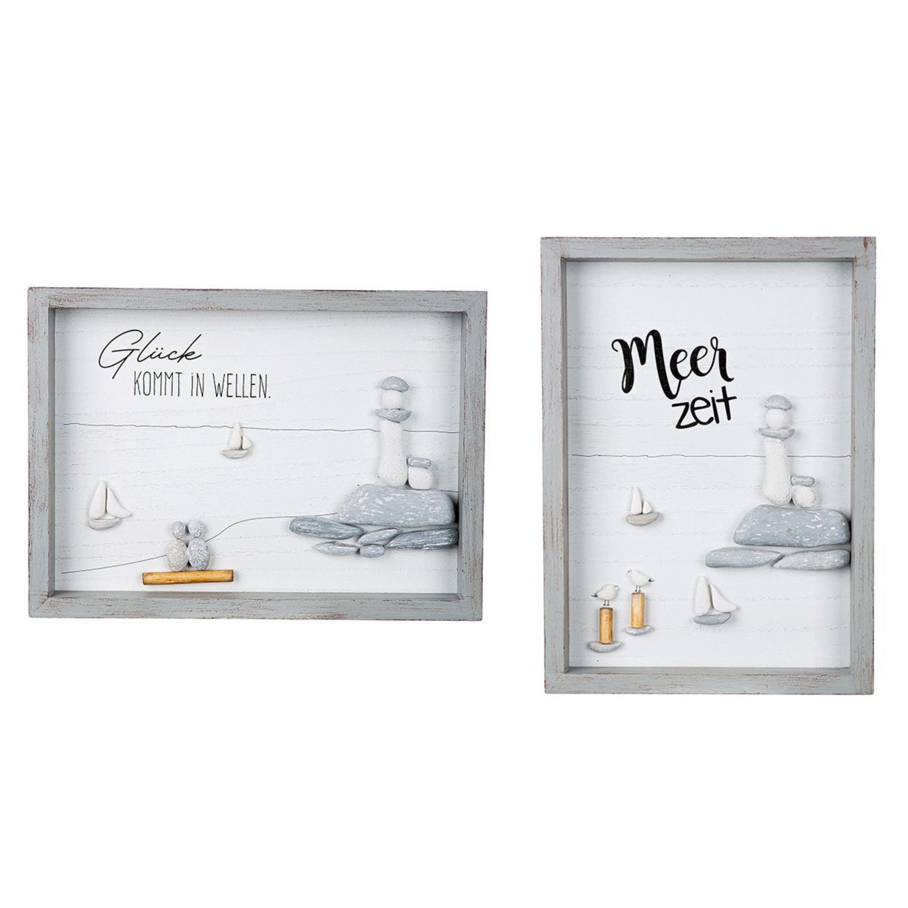 GILDE Bild Steinbild Meerzeit Glück von Gilde - Maritime Dekoration mit Schiff un, Meerzeit