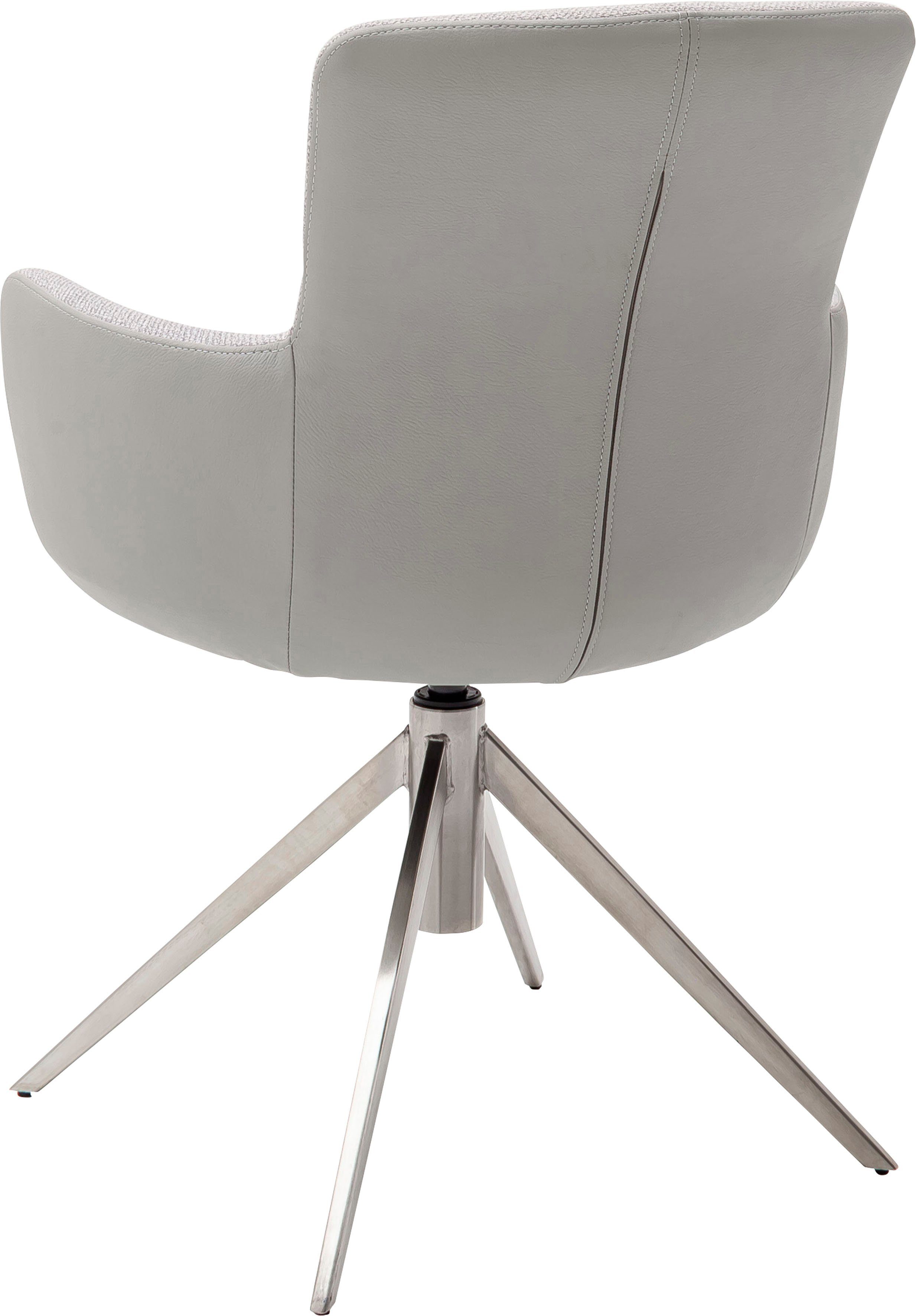 Esszimmerstuhl Set Materialmix, | Stuhl Grau kg 120 gebürstet Grau Edelstahl St), bis 2 360° drehbar Mecana (Set, Nivellierung, MCA furniture mit 2er |