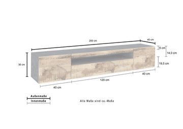 möbelando TV-Board Daiquiri, 200 x 36 x 40 cm (B/H/T)