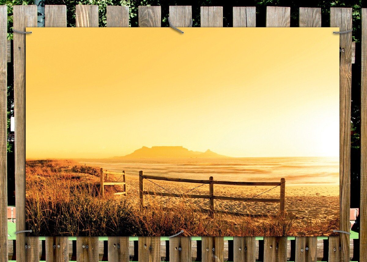 Thumbnail - Wallario Sichtschutzzaunmatten Strand in Südafrika I - Himmel in orange