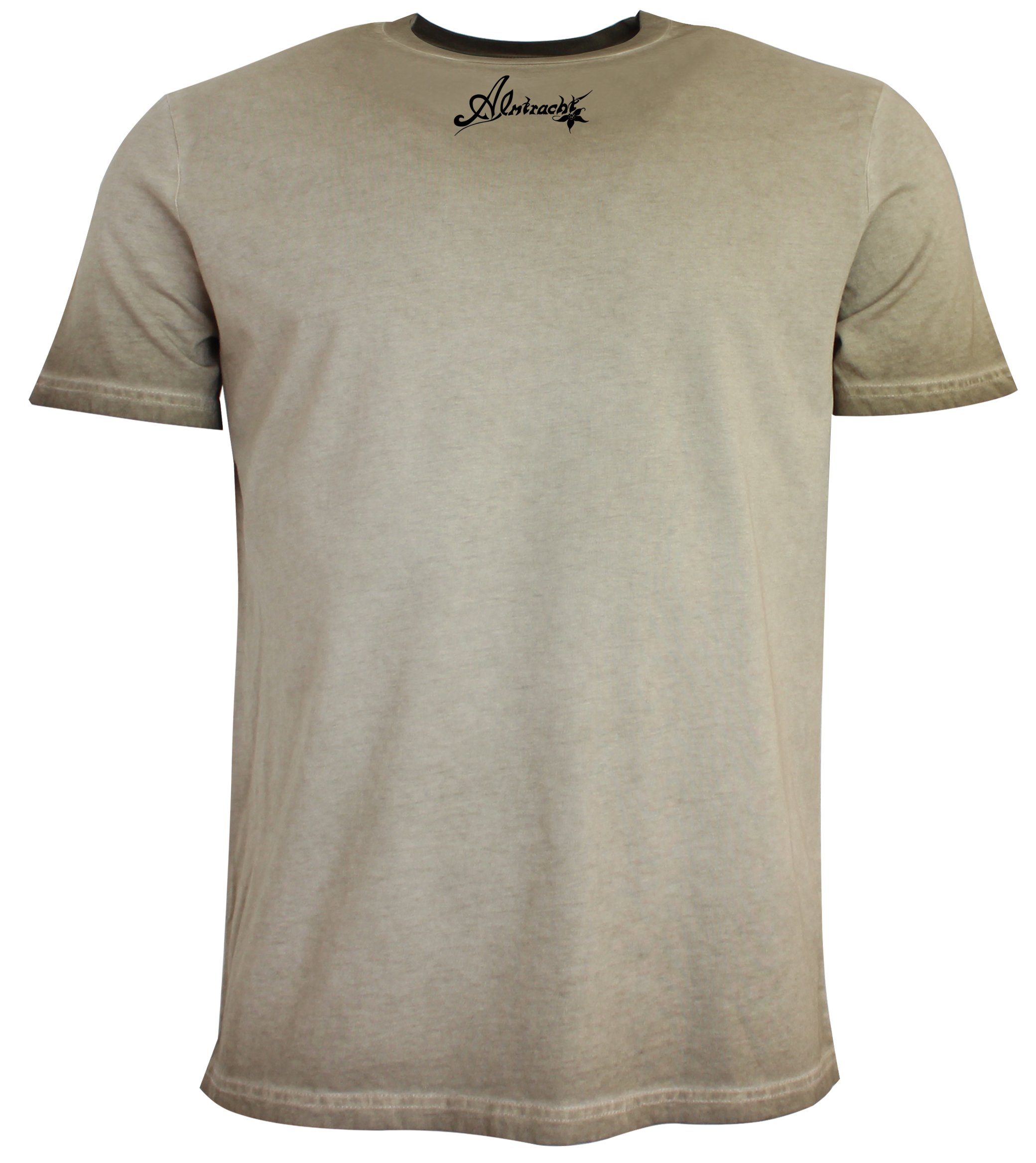 Almtracht® Trachten T-Shirt,hellbraun,used Albert Print-Shirt Optik,Trachtenrocker
