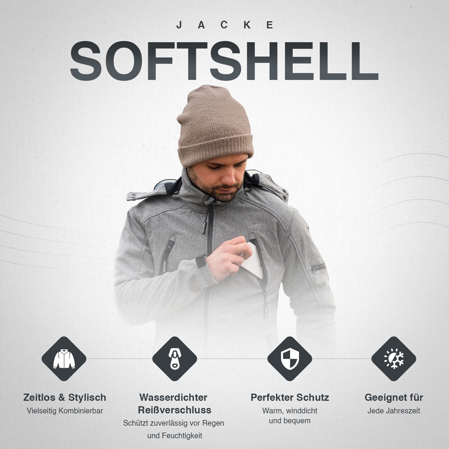 PAULGOS Softshelljacke Herren Softshell Jacke Outdoor Funktionsjacke günstig online kaufen