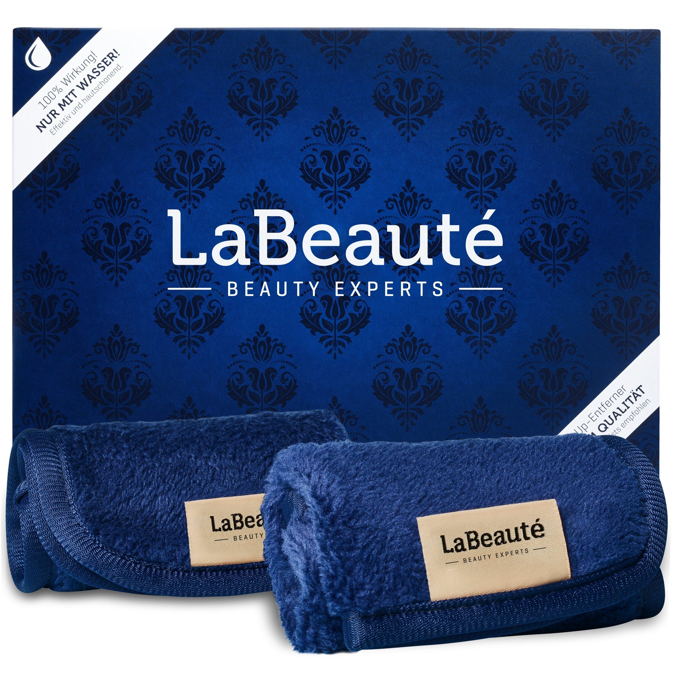 (2 21x21 Stück) LaBeauté Mikrofaser waschbar cm dunkelblau, 2-tlg., und wiederverwendbar Gesichtsreinigungstücher Abschminktücher