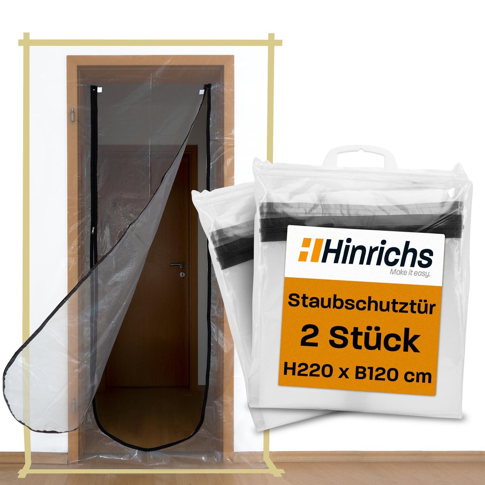Hinrichs Schutzfolie Hinrichs 2 x Staubschutztür mit Reißverschluss 220 x 120 cm