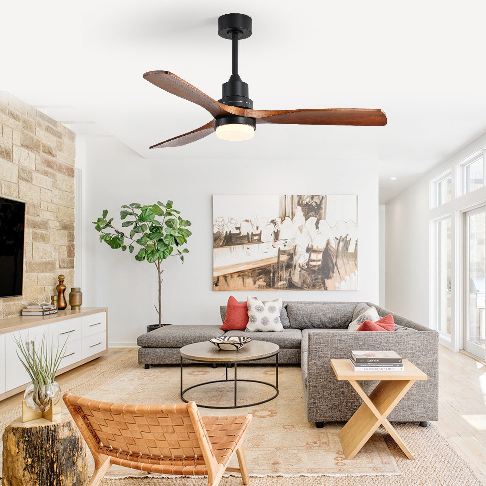 BlingBin Deckenventilator 132cm Massivholz Deckenventilatoren mit günstig online kaufen