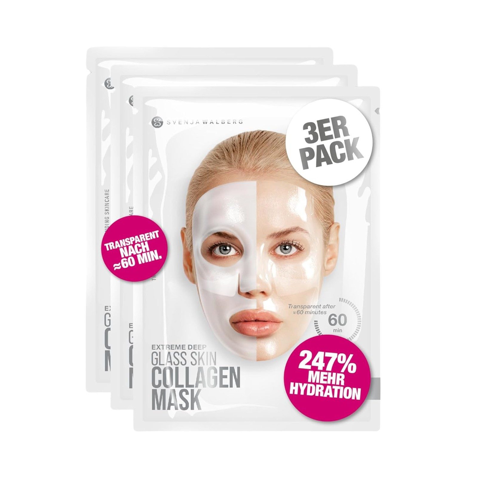 Gesichtsmaske Glassskinmask 3er Pack