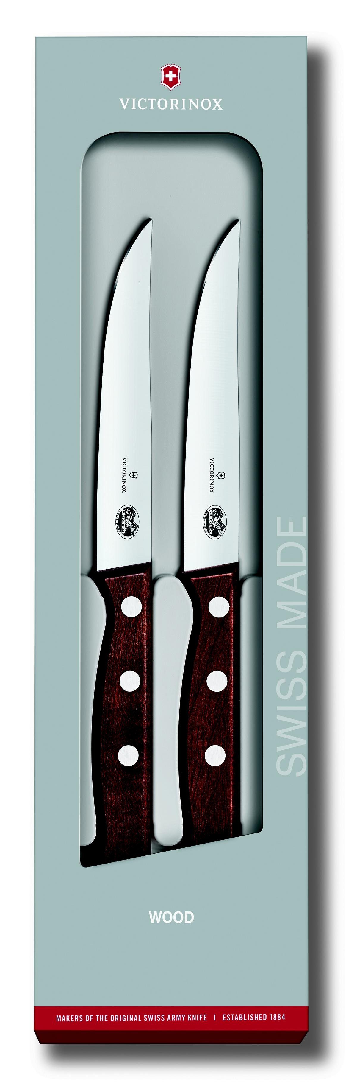 Victorinox Taschenmesser ger Ahornholz, Steakmesser-Set, Schliff,12 cm,2-teilig,Gesch. mod