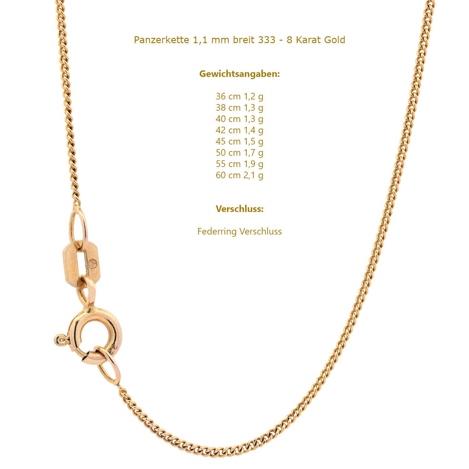HOPLO Panzerkette Goldkette Panzerkette Länge 36cm - Breite 1,1mm - 585-14 Karat Gold – Bild 4 von 5