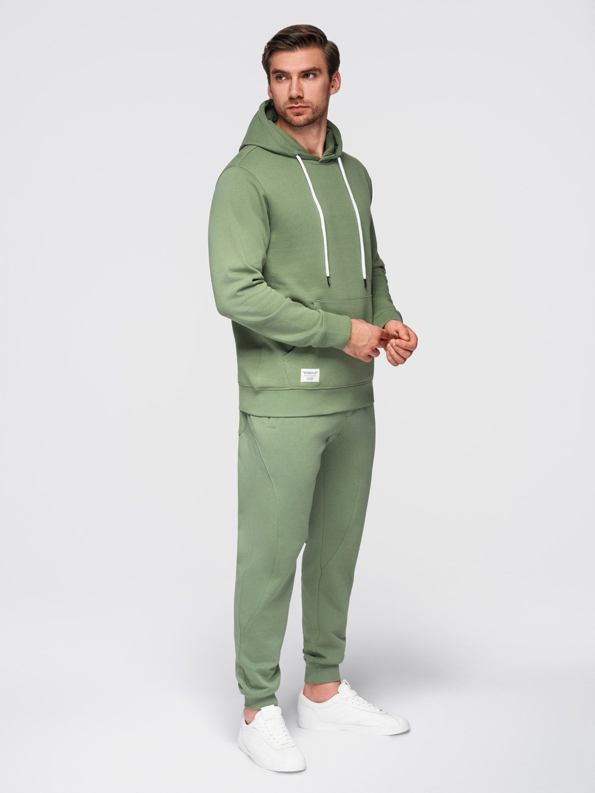 OMBRE Sweatanzug Herren Jogger Set Bequem aus Baumwolle Grün L (kein Set, 1-tlg., 2-teilig)