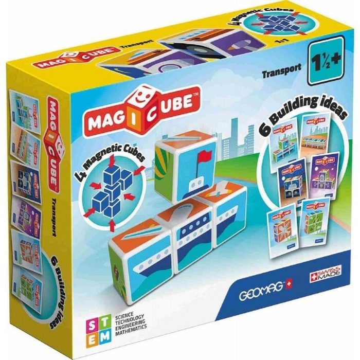 Geomag™ Magnetspielbausteine Magicube Transport Magnetbausteine 4 Magnetwürfel magnetische Würfel Würfelpuzzle