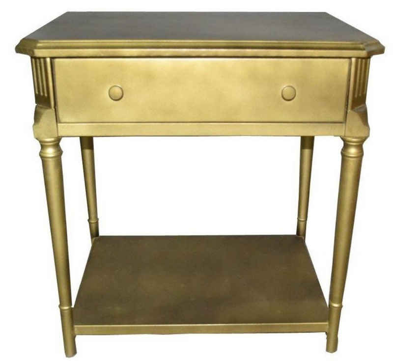 Casa Padrino Beistelltisch Luxus Art Deco Nachttisch mit Schublade Gold - Antik Stil Beistelltisch - Nachtkommode - Nachtschrank