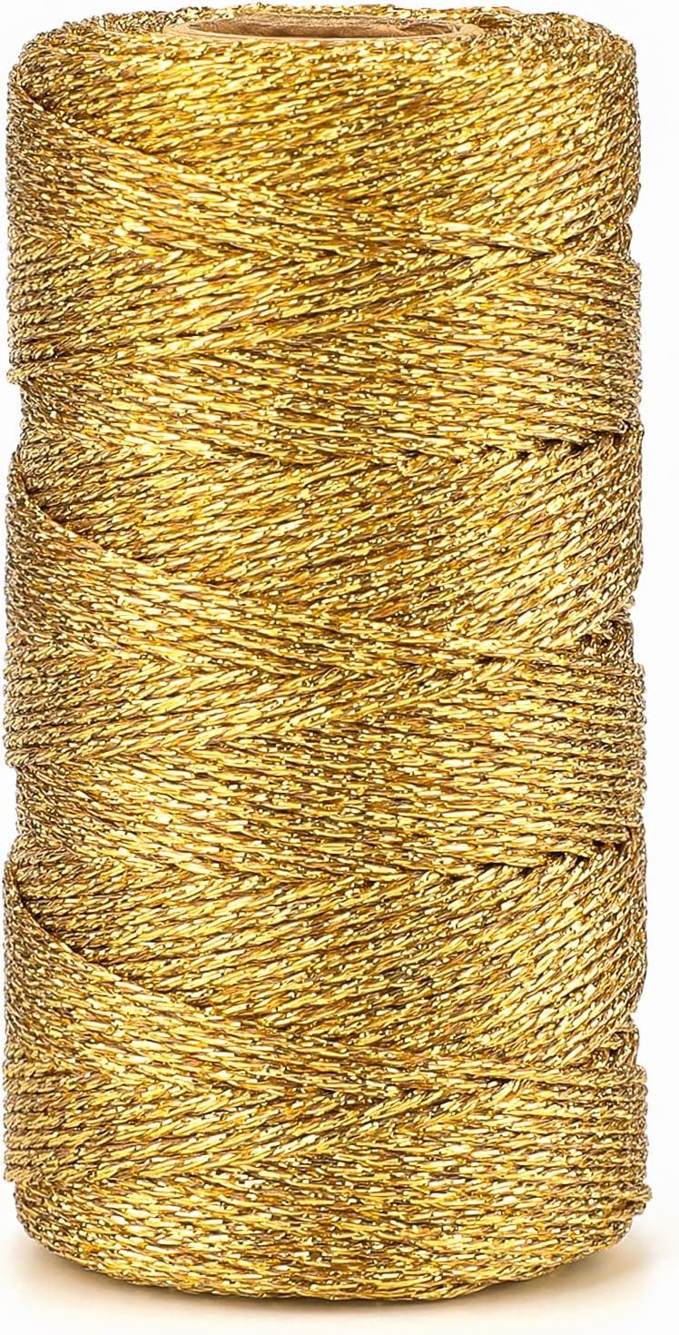 FELIXLEO Basteldraht 328 Fuß Gold Kordel Metallic Garn Geschenkband Basteln Schmuck