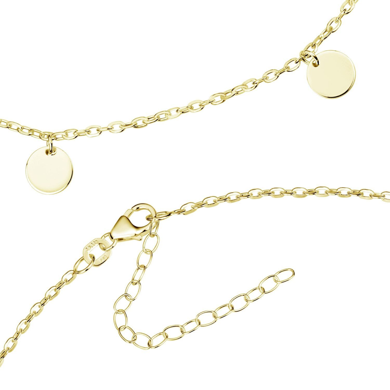 Materia Collierkettchen Damen Gold Plättchen verstellbar CO-42, Sterlingsilber, vergoldet – Bild 3 von 5