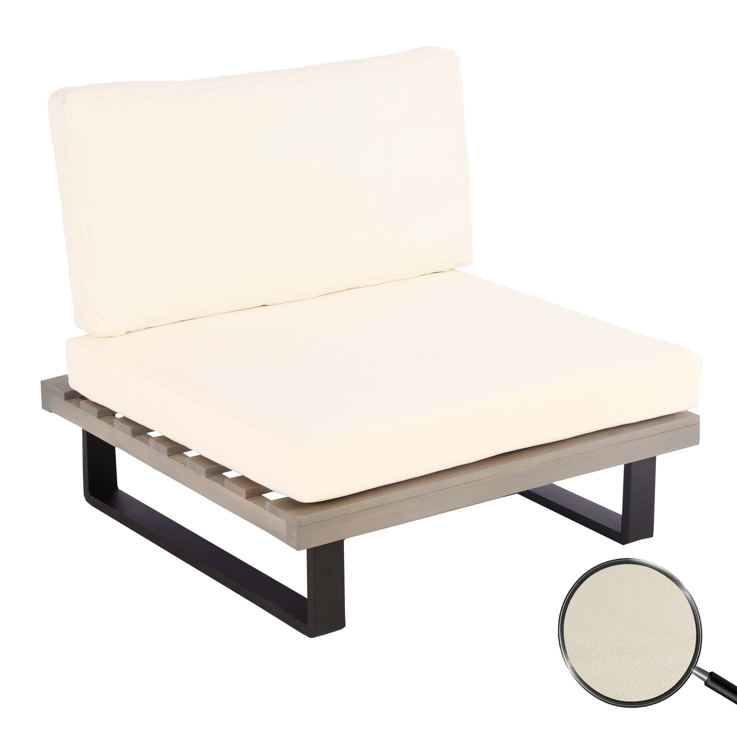 PROREGAL® Gartenlounge-Sessel Garten-Sessel Akazie Holz Aluminium Hellbraun/Grau/Braun