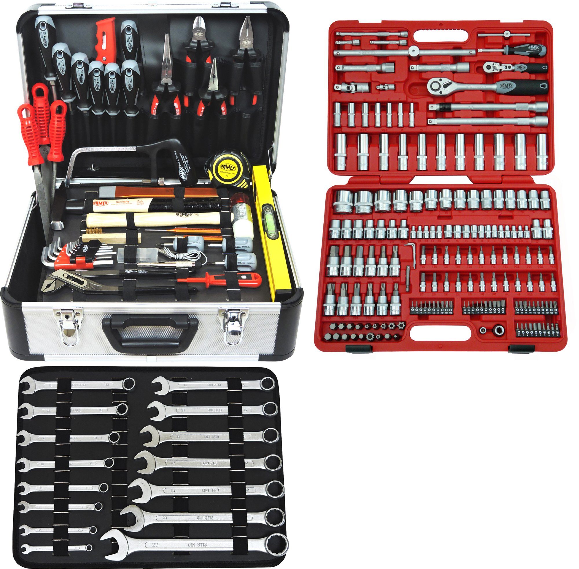 FAMEX Werkzeugset 716-21 Werkzeugkoffer gefüllt mit Werkzeug Set, (Werkzeugkoffer), TOP-Qualität