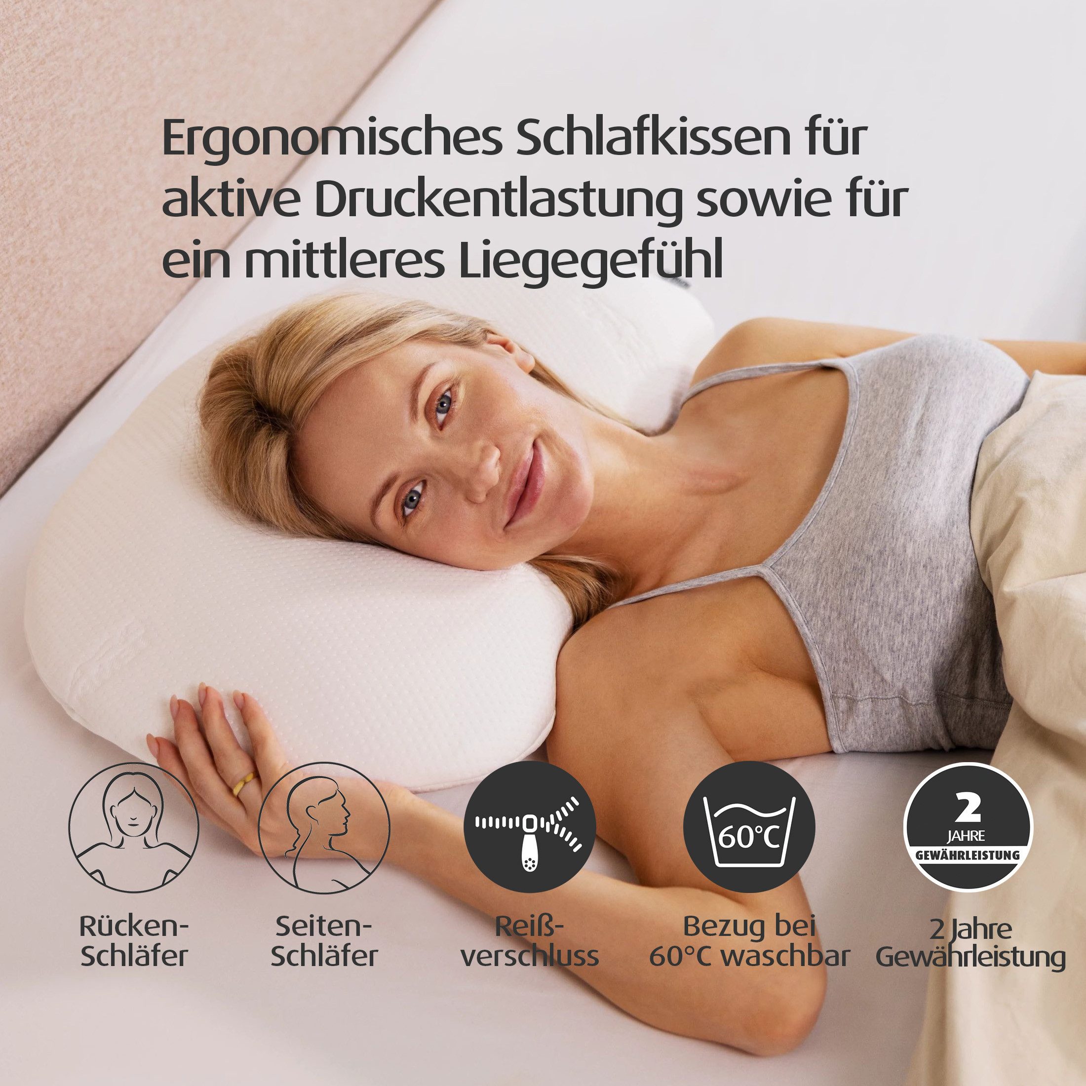 Tempur Schlafkissen TEMPUR® Sonata ergonomisches Nackenstützkissen, Memory Foam, druckentlastend